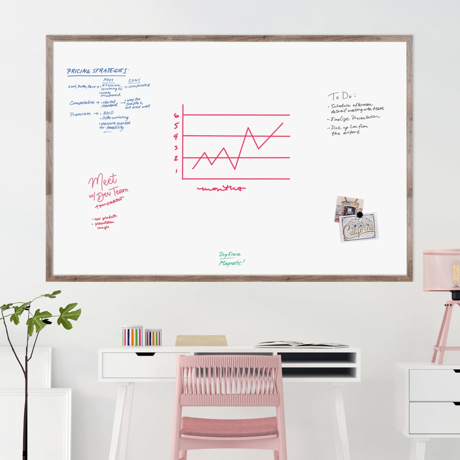 U Brands Decor Magnetic Dry-Erase Board, 72in X 48in, Rustic Wood Frame, Actual Size 70in X 47in (4896U00-01)