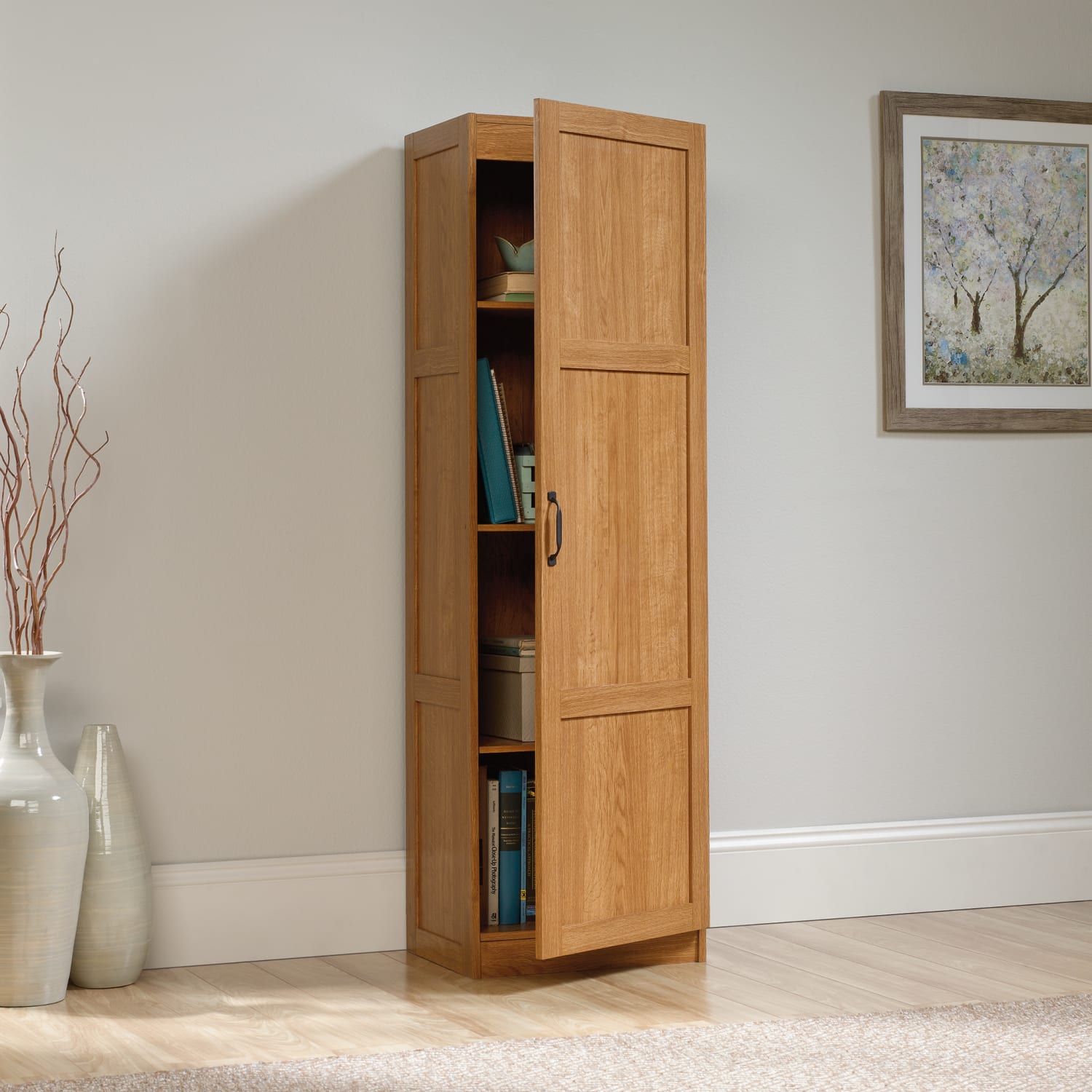 Sauder Select Storage Pantry, 60inH x 18inW x 13-7/8inD, Highland Oak - Image 4