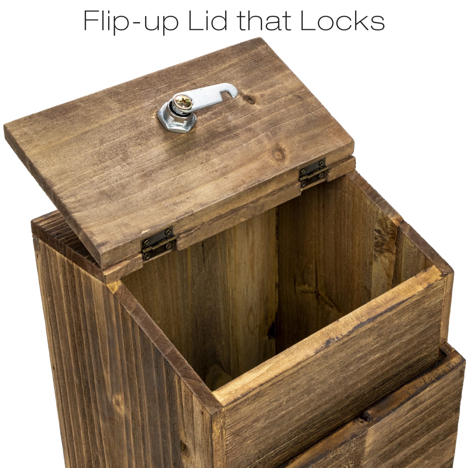 Excello Rustic Wooden Suggestion Box With Lock, 9inH x 7-3/4inW x 6-3/4inD, Brown - Image 5