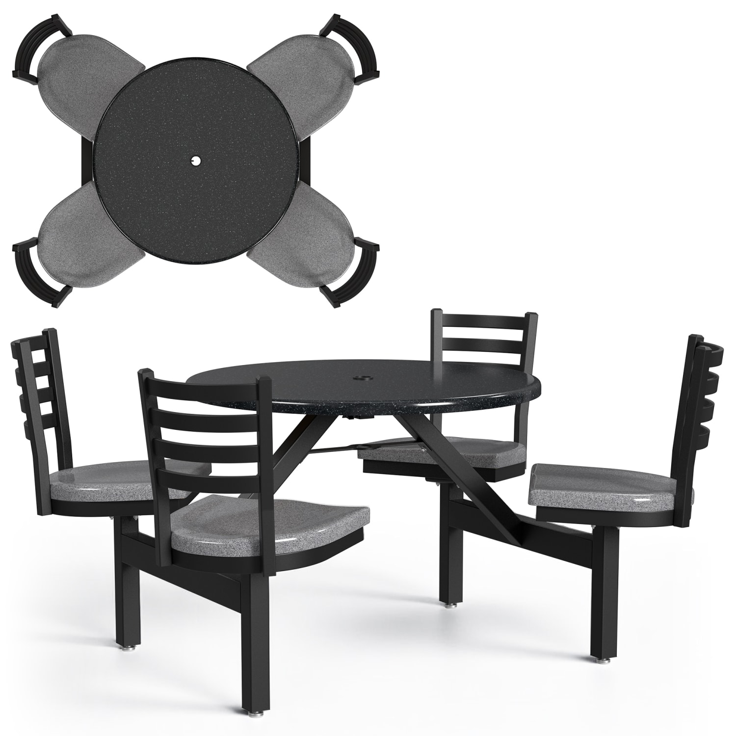Palmer Hamilton Covey Outdoor Cluster Table With 4 Seats, 29in x 54in, Obsidian/Steel Gray - Image 3