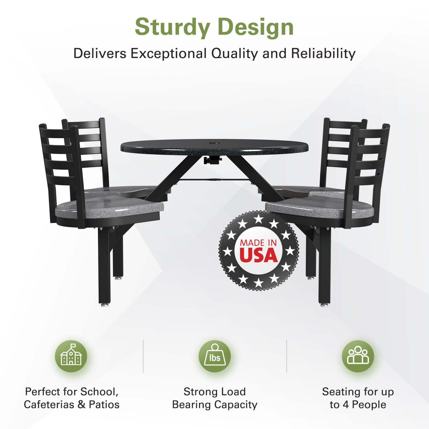 Palmer Hamilton Covey Outdoor Cluster Table With 4 Seats, 29in x 54in, Obsidian/Steel Gray - Image 5