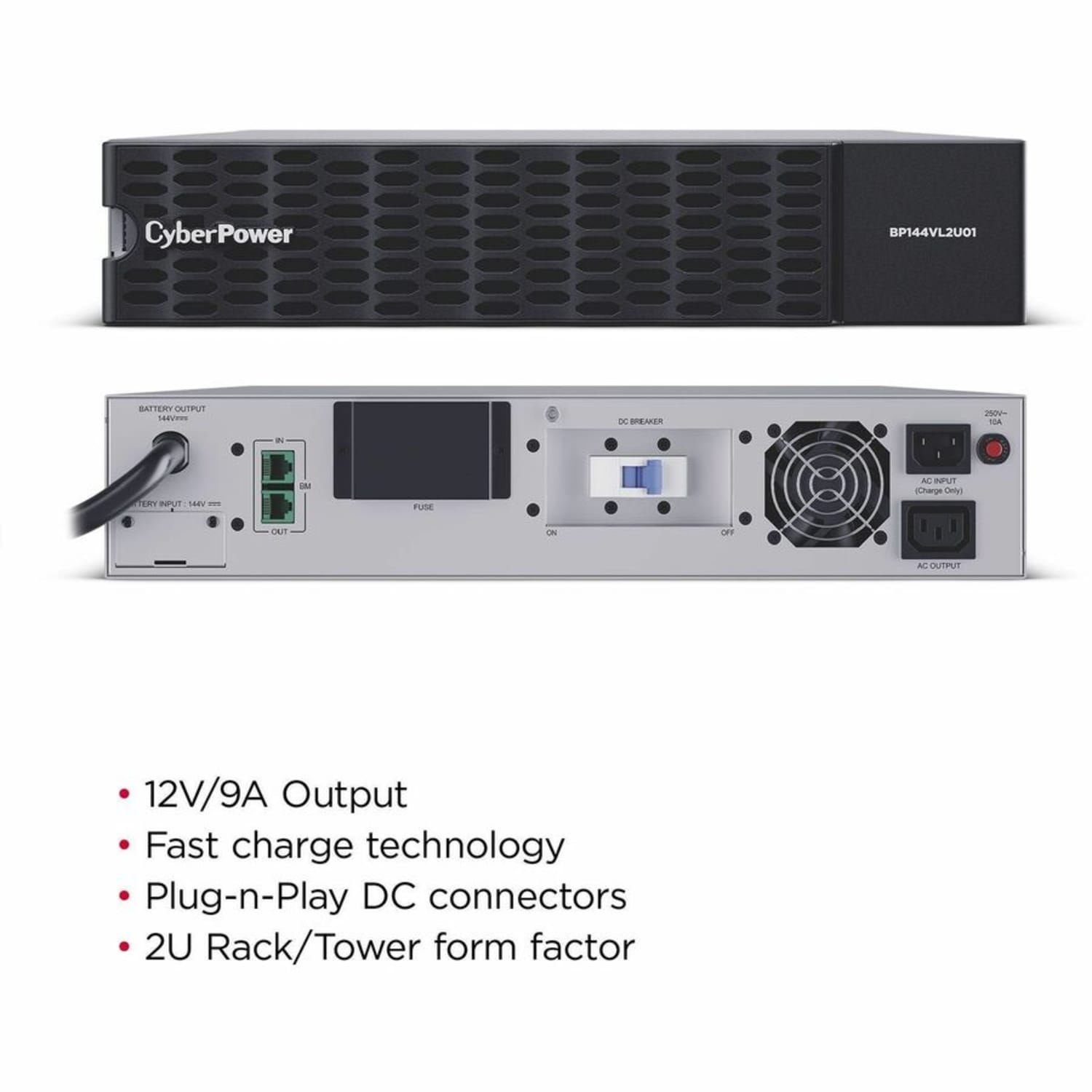 CyberPower BP144VL2U01 Extended Battery Modules - 144 VDC / 55 A - 12 V / 9 Ah Sealed Lead-Acid Battery, 3YR Warranty - Image 4