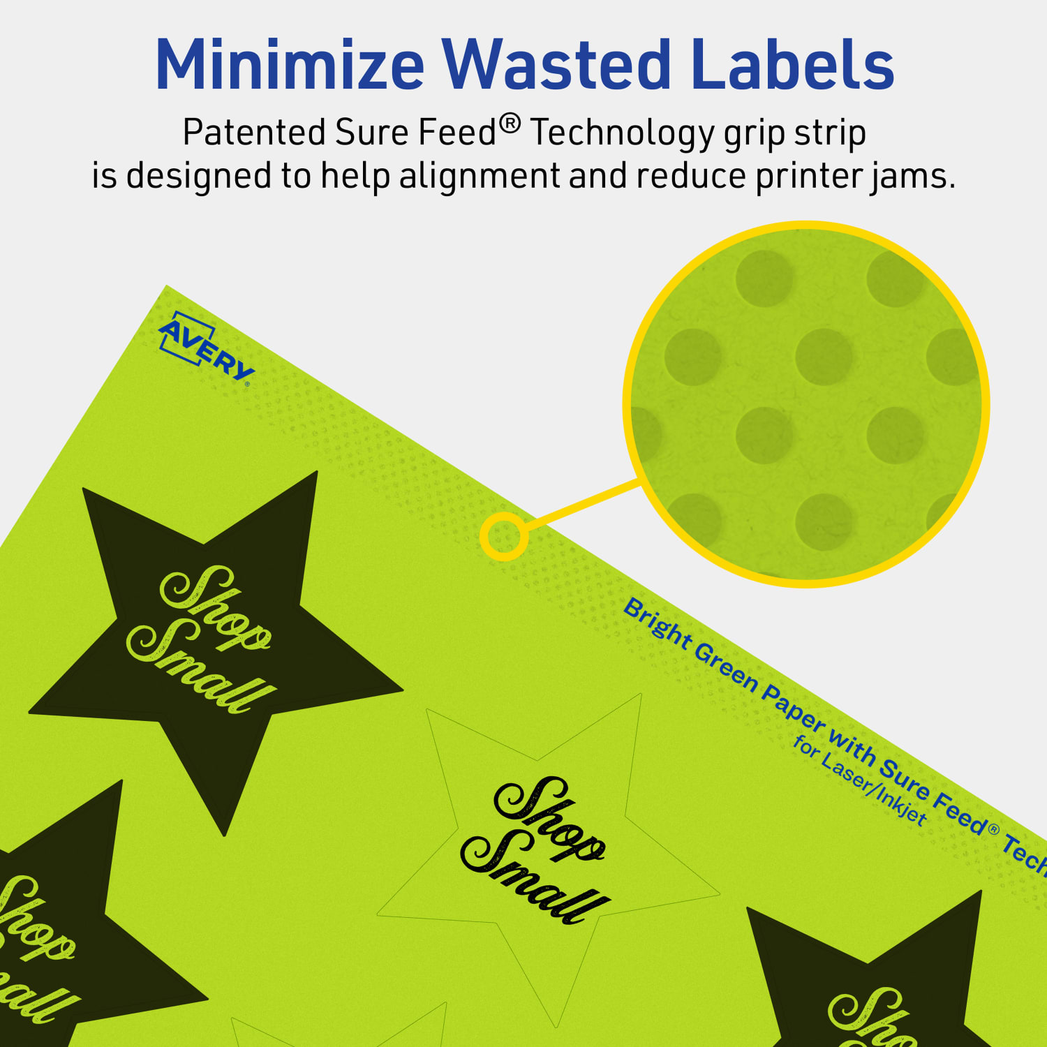 Avery Print-To-The-Edge Labels With Sure Feed Technology, 94611-BGP40, Star, 2-1/4in x 2-3/8in, Matte Bright Green, Pack of 480 - Image 5