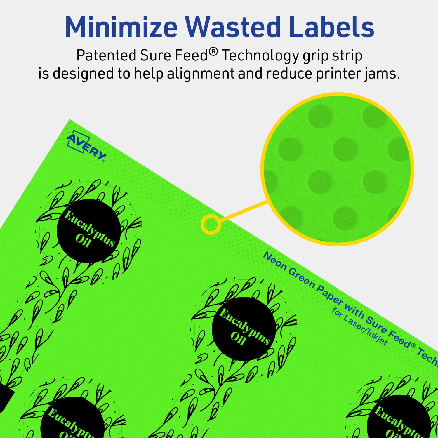 Avery Print-To-The-Edge Labels With Sure Feed Technology, 94116-NGP10, Lollipop, 1-1/2in x 4in, Matte Neon Green, Pack of 80 - Image 5