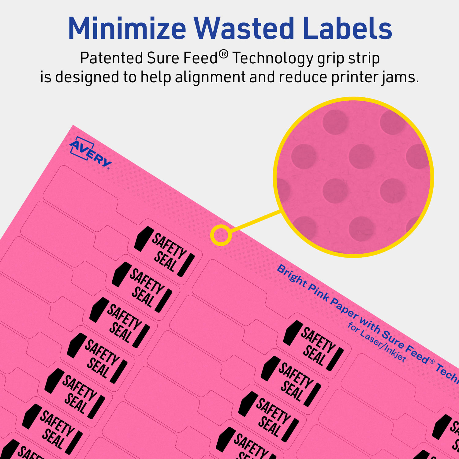 Avery Printable Labels With Sure Feed Technology, 94749-BPP40, Barbell, 1/2in x 2-1/2in, Matte Bright Pink, Pack of 1800 - Image 5