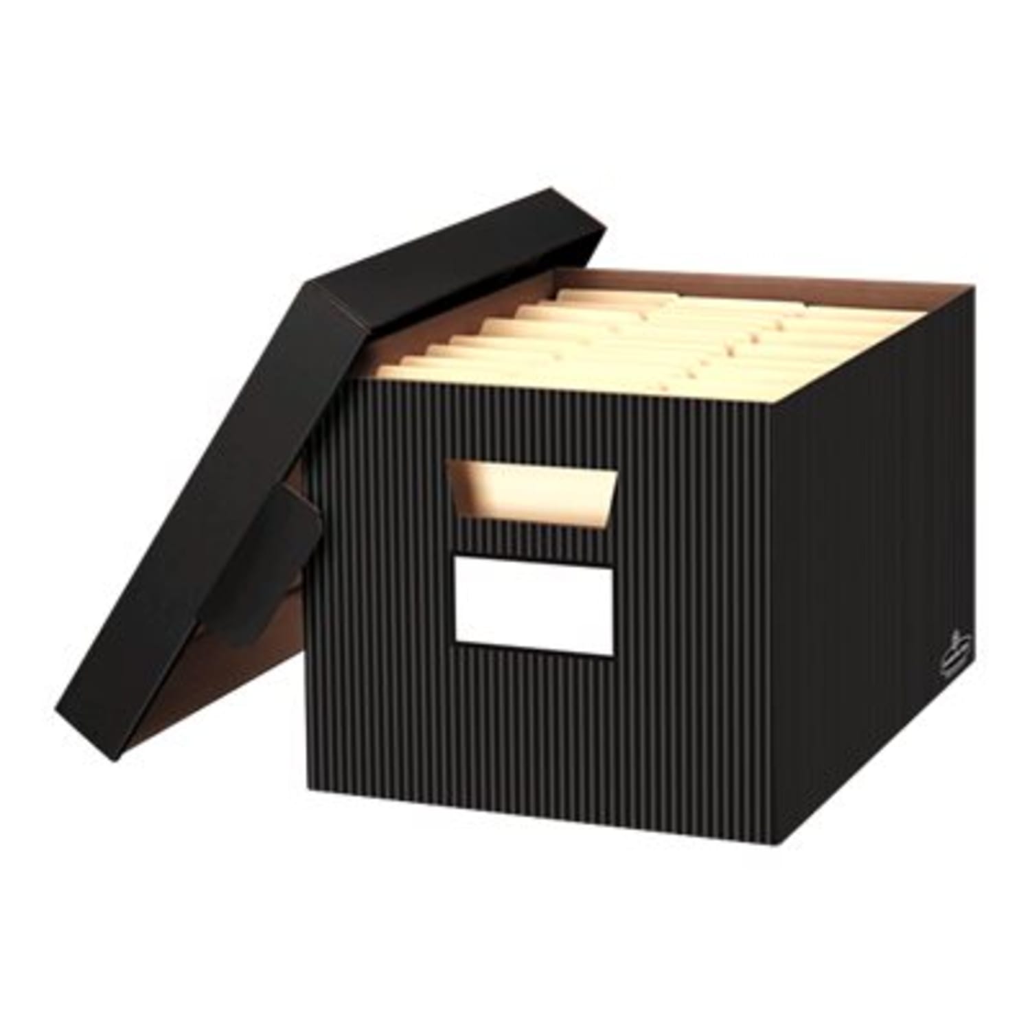 Bankers Box Stor/File Decorative Standard-Duty Storage Boxes With Lift-Off Lids, Letter/Legal Size, 15in x 12in x 10in, 60% Recycled, Black/White Pinstripe, Case Of 4 - Image 3