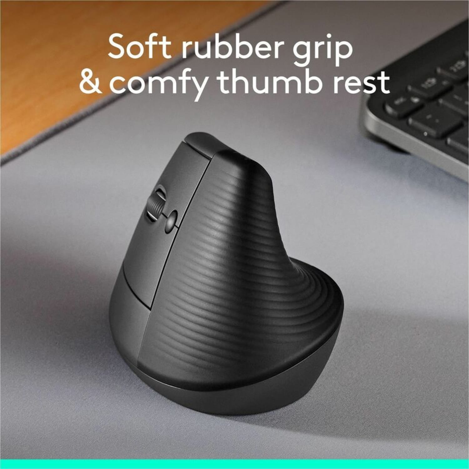 Logitech Lift Left Vertical Ergonomic Mouse, Left-handed, Wireless, Bluetooth or Logi Bolt USB, Quiet clicks, Graphite - Optical - Wireless - Bluetooth/Radio Frequency - Graphite - USB - 4000 dpi - Scroll Wheel - 6 Button(s) - Image 3
