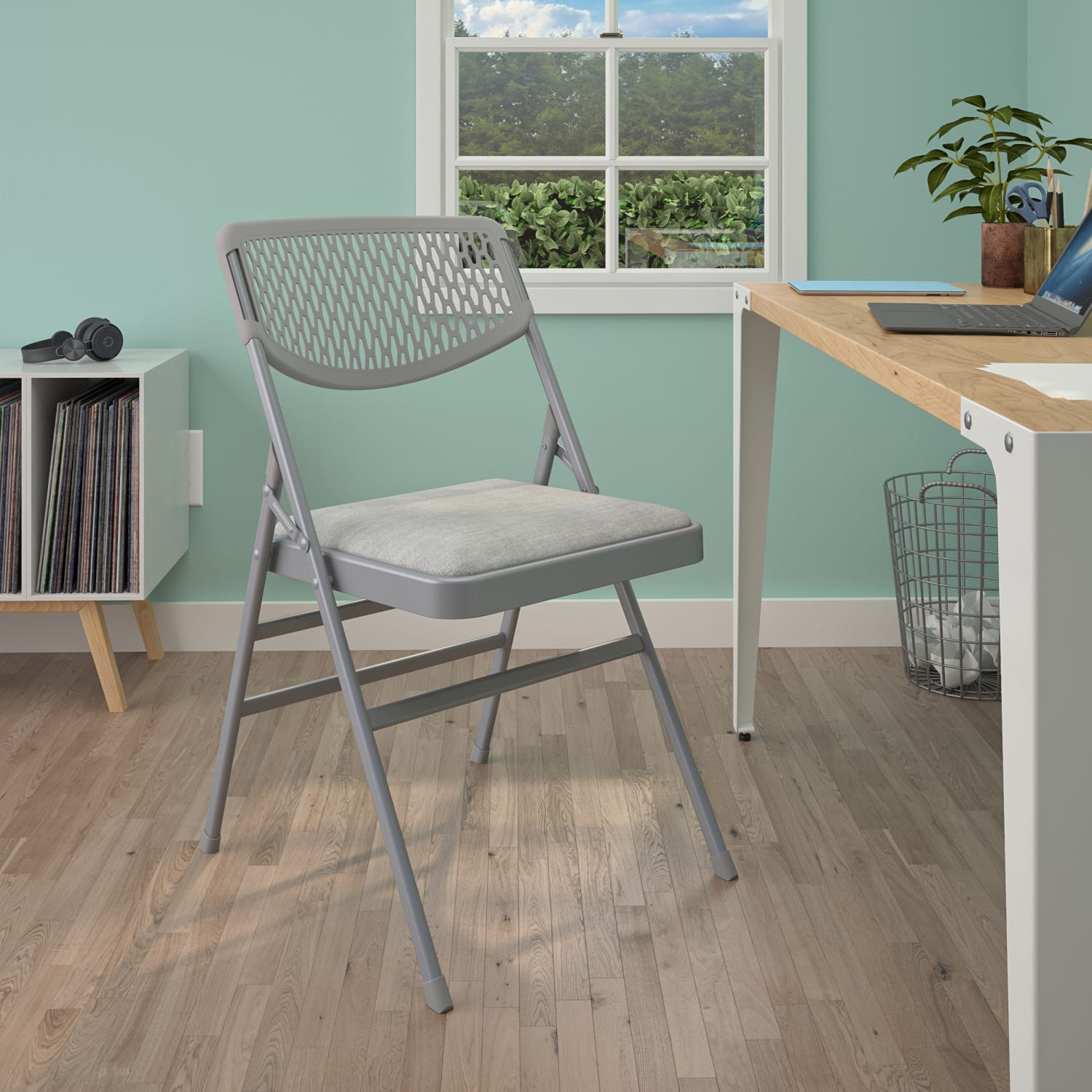 COSCO Ultra Comfort Premium Padded Folding Chairs, Gray, Pack Of 4 Chairs - Image 3