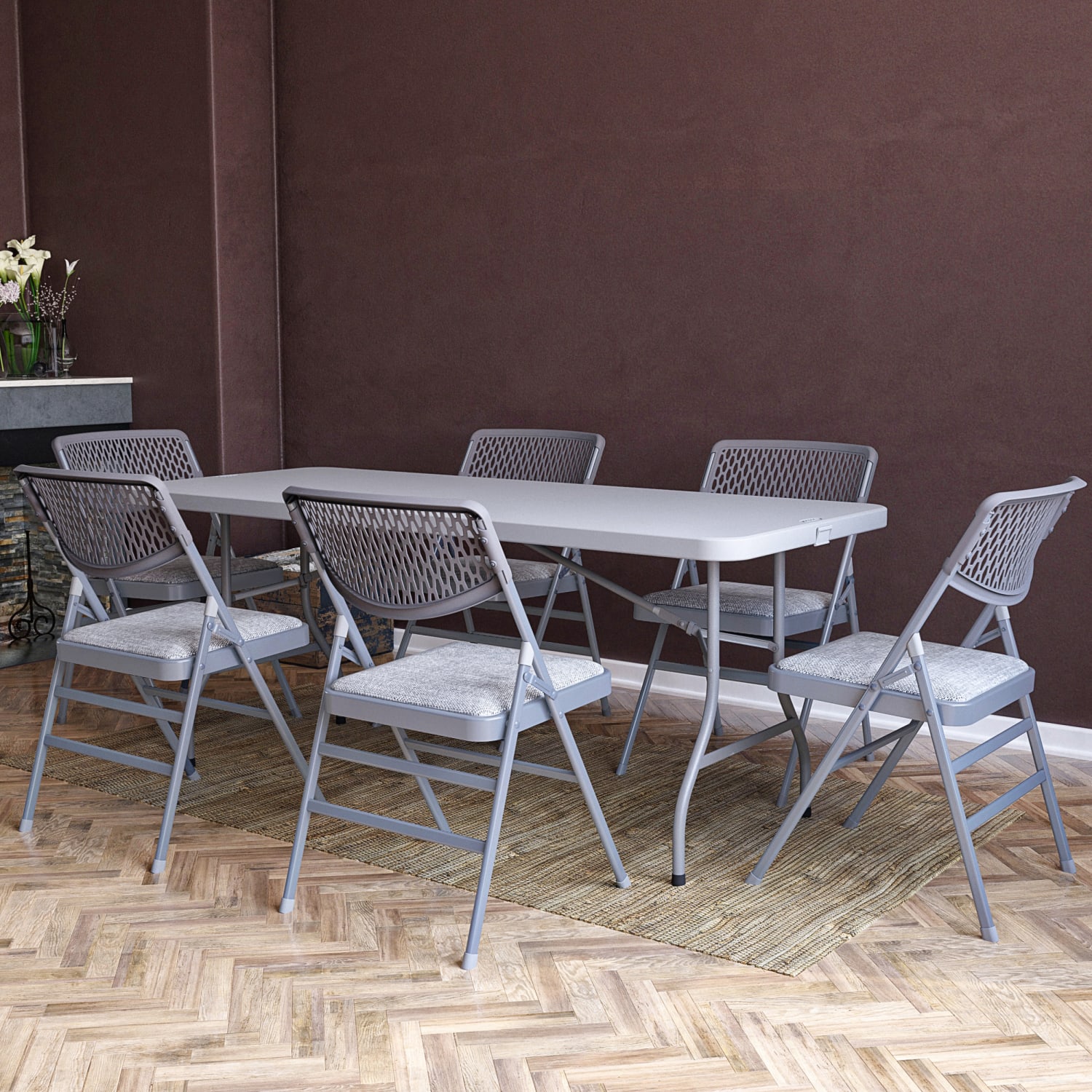 COSCO Ultra Comfort Premium Padded Folding Chairs, Gray, Pack Of 4 Chairs - Image 4