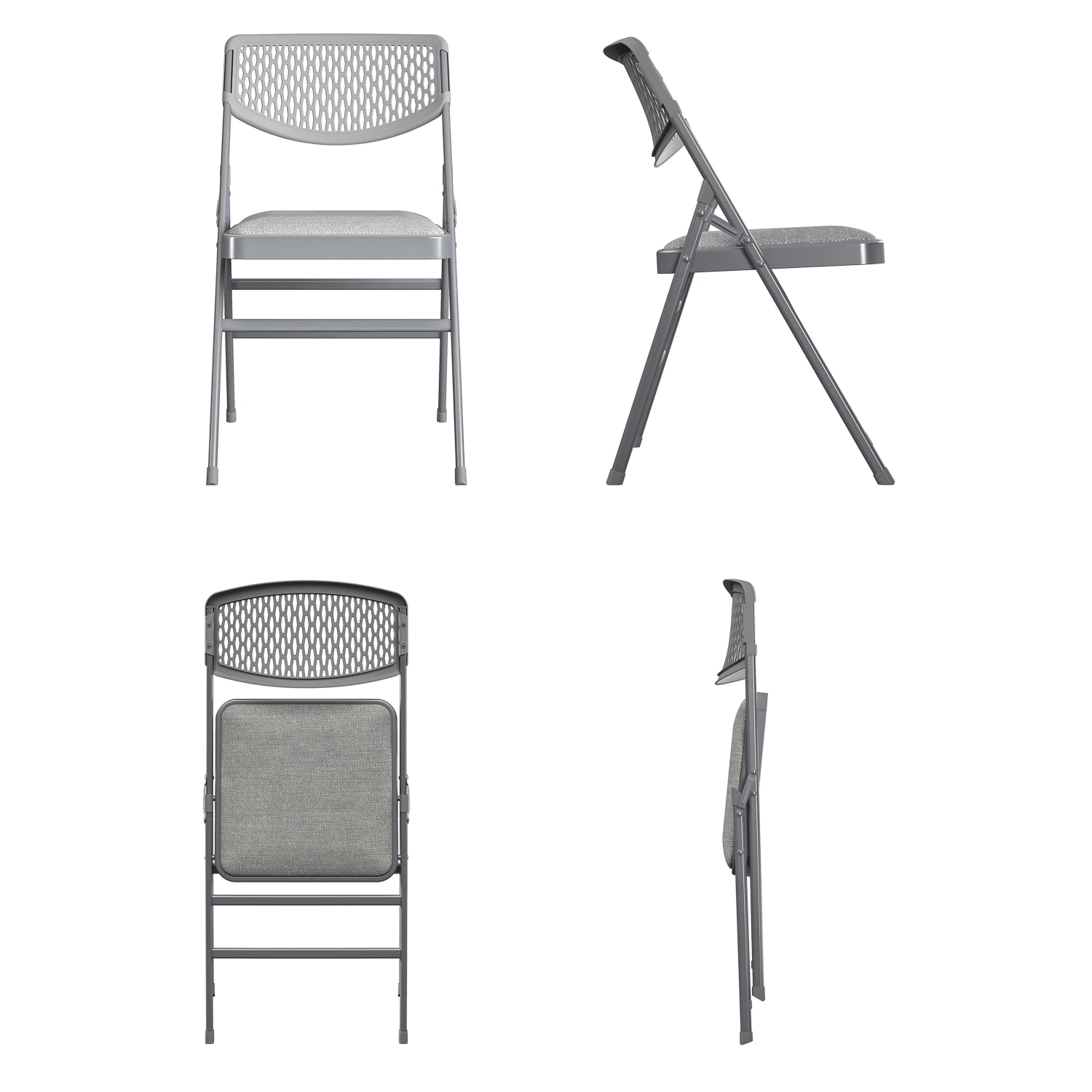 COSCO Ultra Comfort Premium Padded Folding Chairs, Gray, Pack Of 4 Chairs - Image 6