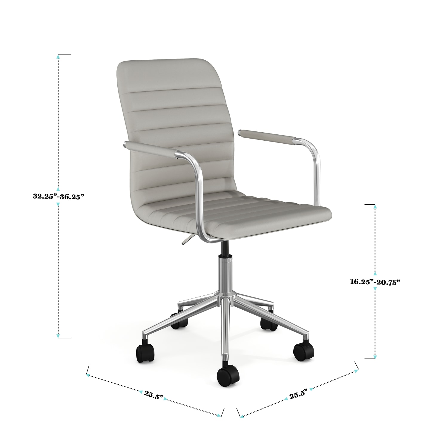 Martha Stewart Taytum Upholstered Office Chair Gray Faux LeatherPolished Nickel Frame PopularChairscom