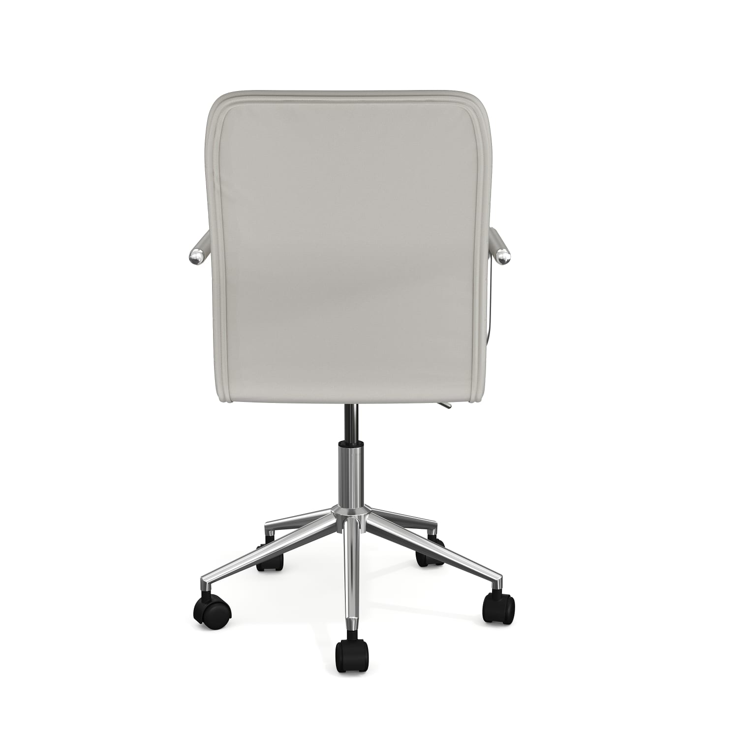 Martha Stewart Taytum Upholstered Office Chair Gray Faux LeatherPolished Nickel Frame PopularChairscom