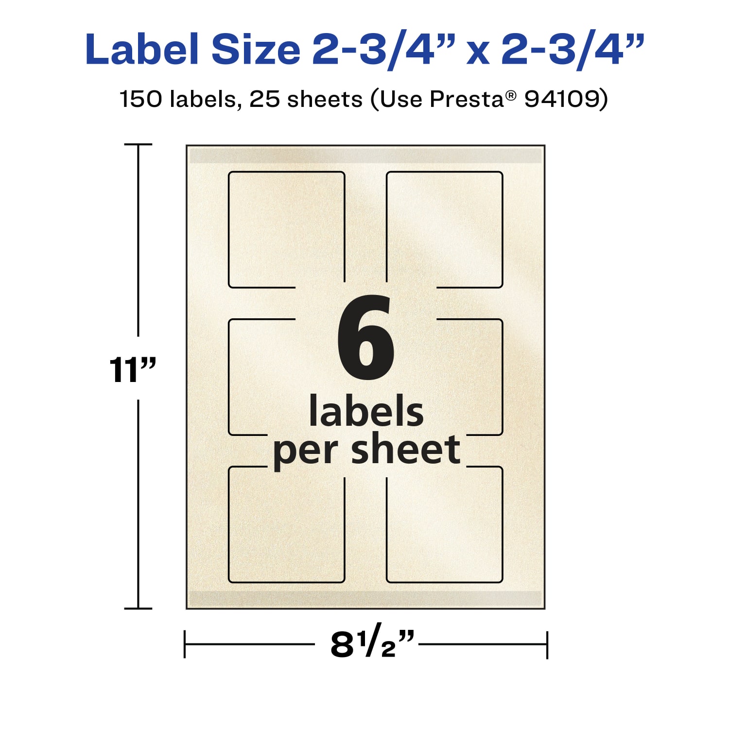 Avery Pearlized Permanent Labels With Sure Feed, 94109-PIP25, Square, 2-3/4in x 2-3/4in, Ivory, Pack Of 150 Labels - Image 6