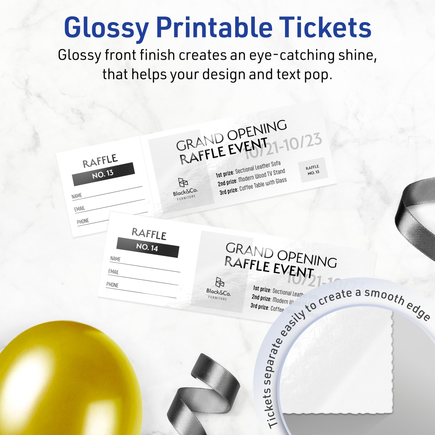 Avery Printable Tickets, 1.75inx5.5in, Glossy White, Pack Of 250 - Image 3