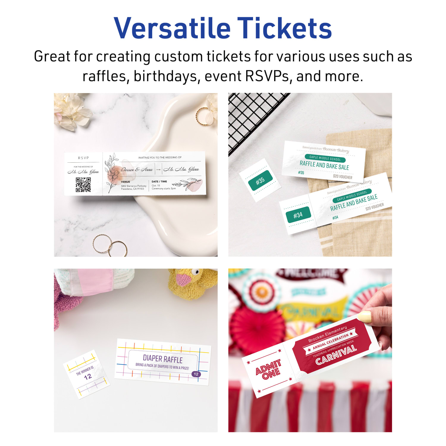Avery Printable Tickets, 1.75inx5.5in, Glossy White, Pack Of 250 - Image 4