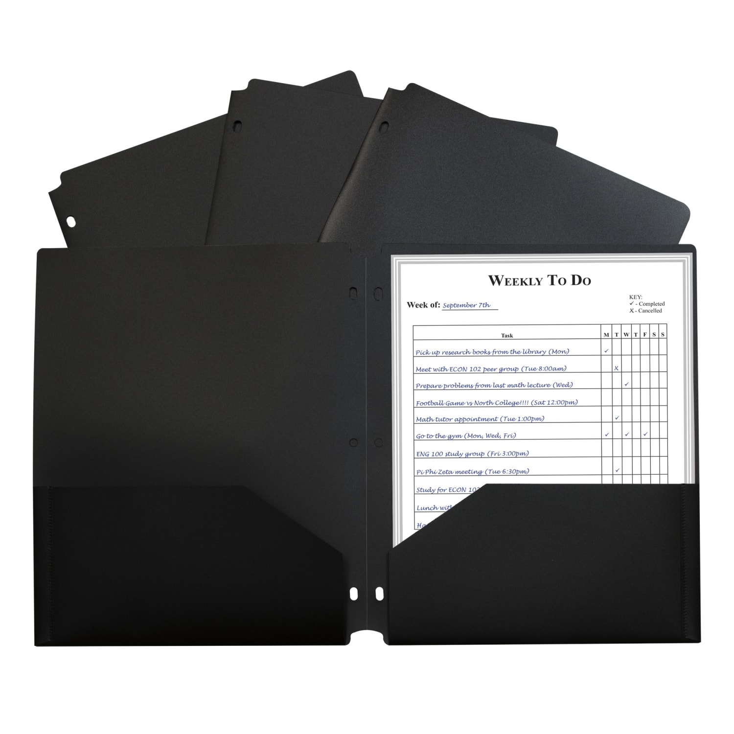 C-Line 2-Pocket Heavyweight Poly Portfolio Folders With 3-Hole Punch, 8-1/2in x 11in, Black, Pack Of 25 Folders - Image 3