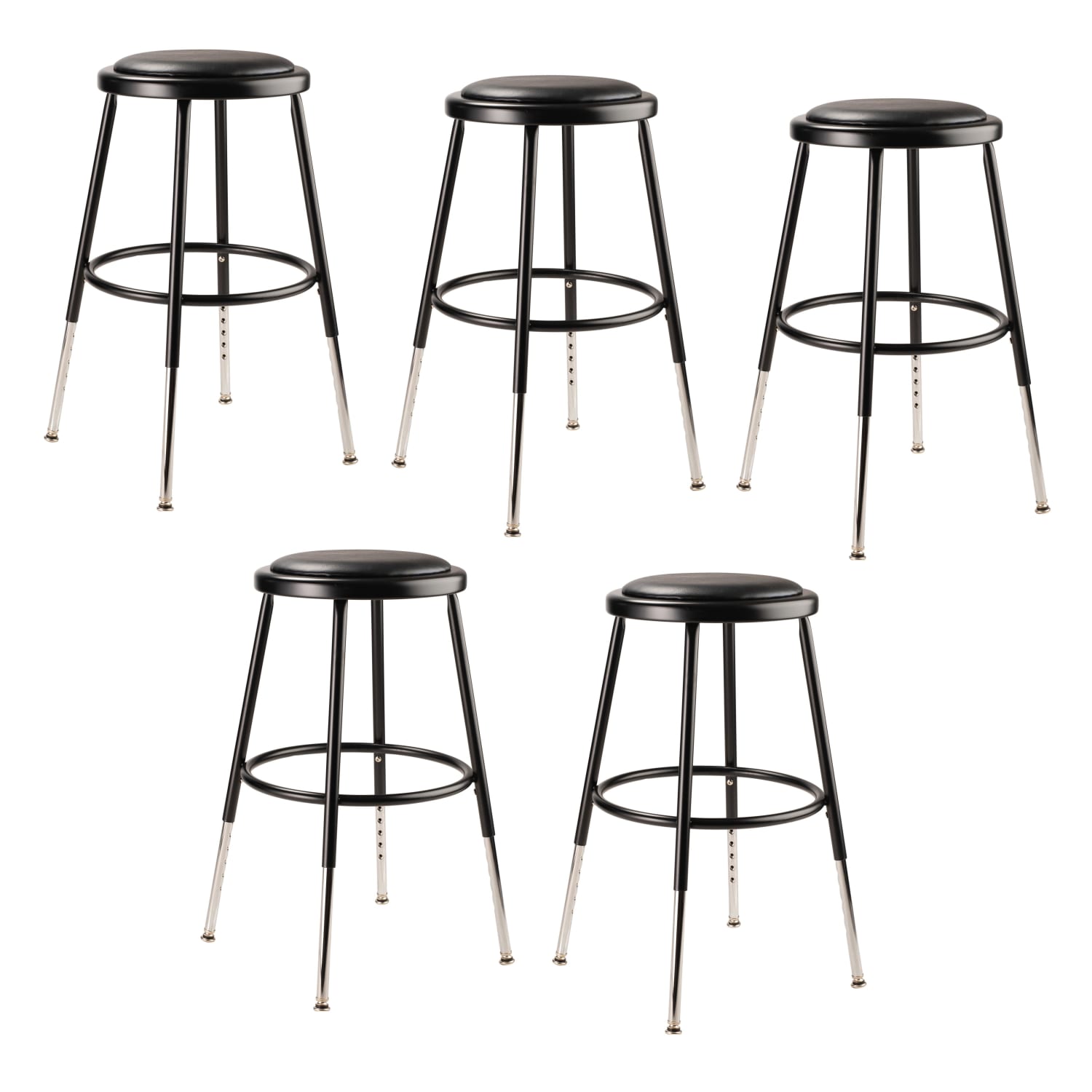 National Public Seating 6400H 10 Adjustable Height Stools 19inH Black Set Of 5 Stools PopularChairscom