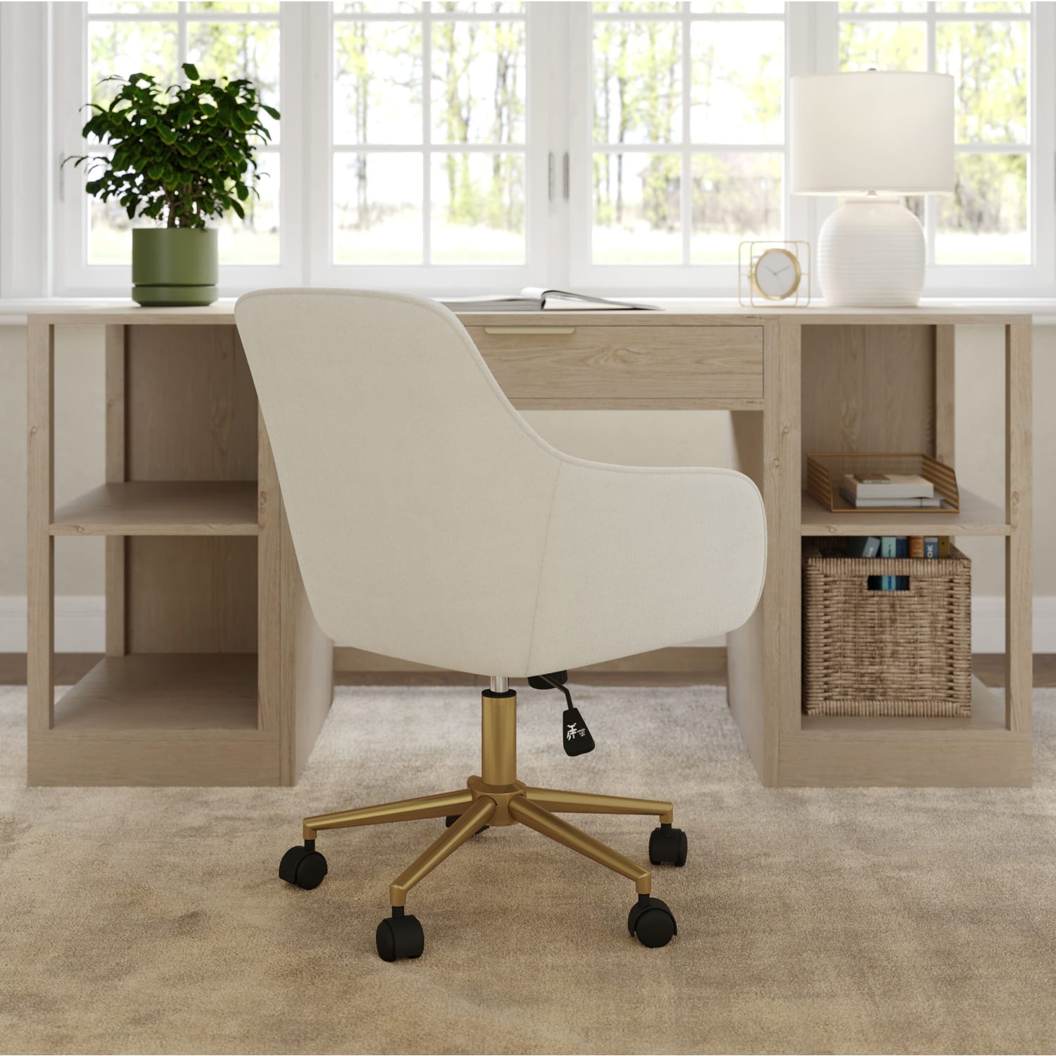 Martha Stewart Rayna Fabric Upholstered Office Chair Off White FabricPolished Brass Frame PopularChairscom Martha Stewart Rayna Fabric Upholstered Office Chair Off White FabricPolished Brass Frame PopularChairscom