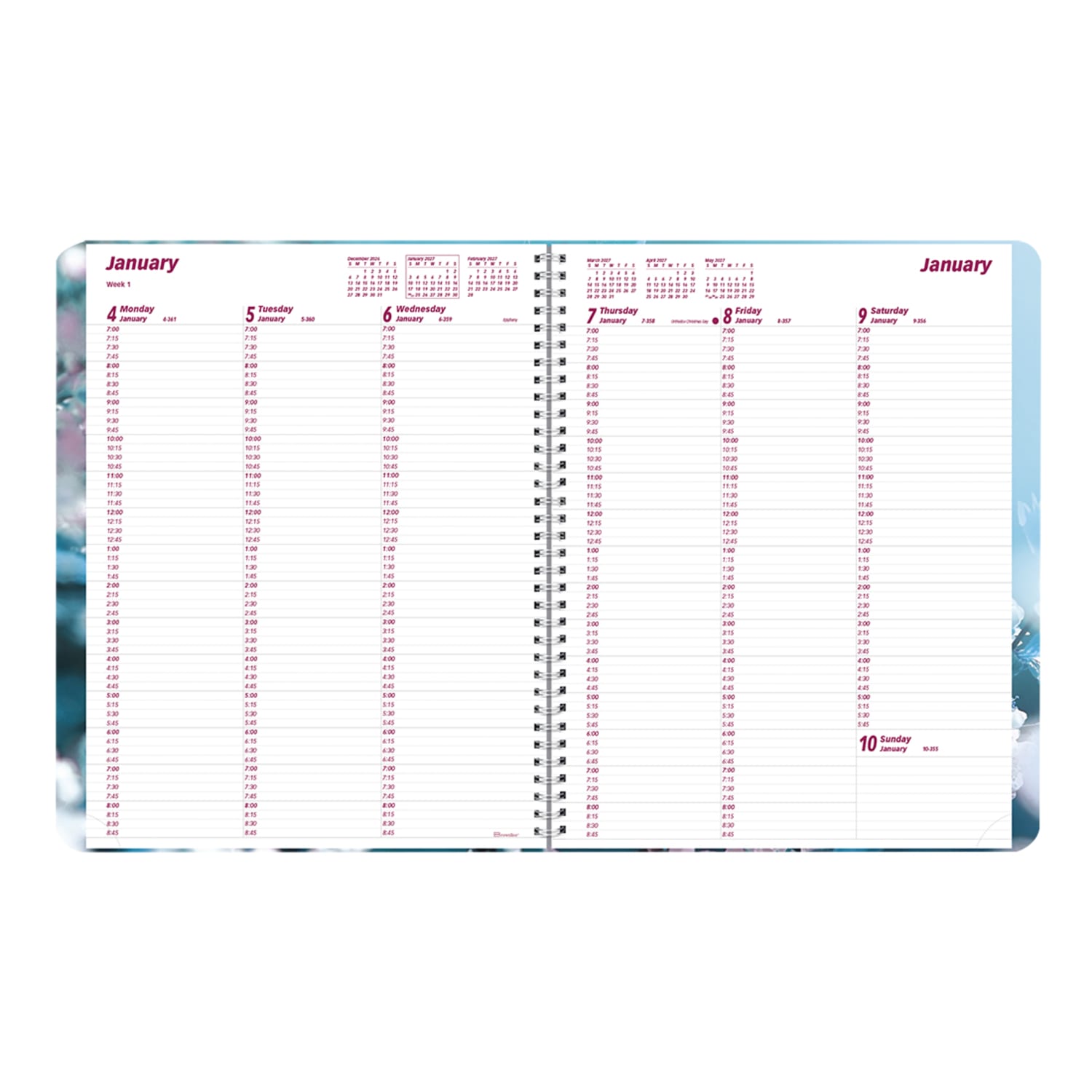 2027 Brownline Essential Weekly Appointment Planner, 11in x 8-1/2in, 100% Recycled, Nature Cherry Blossoms, January To December, CB950G.03, Total Qty 1 - Image 4
