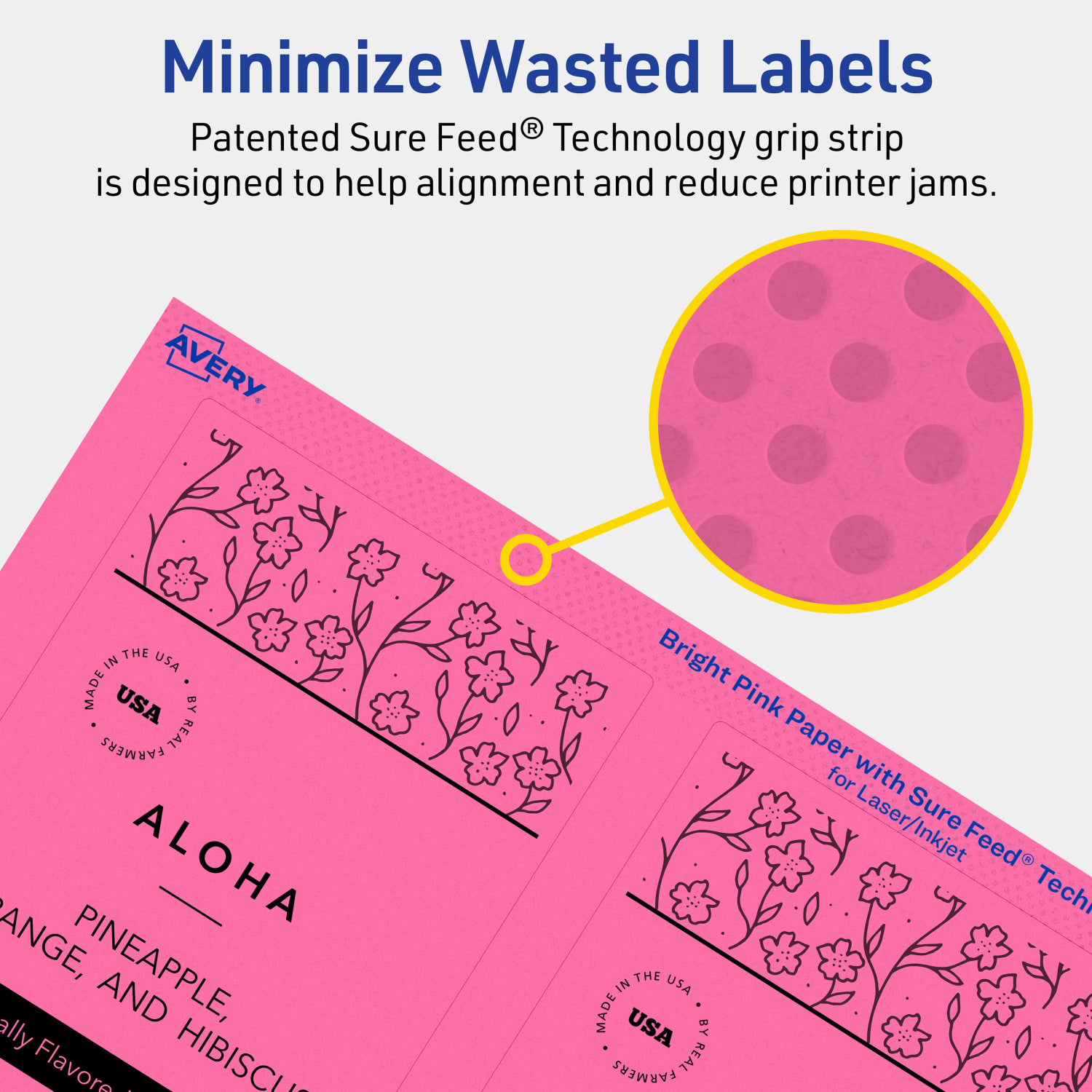 Avery Printable Labels With Sure Feed Technology, 94256-BPP40, Rectangle, 5in x 3-1/2in, Matte Bright Pink, Pack of 160 - Image 5