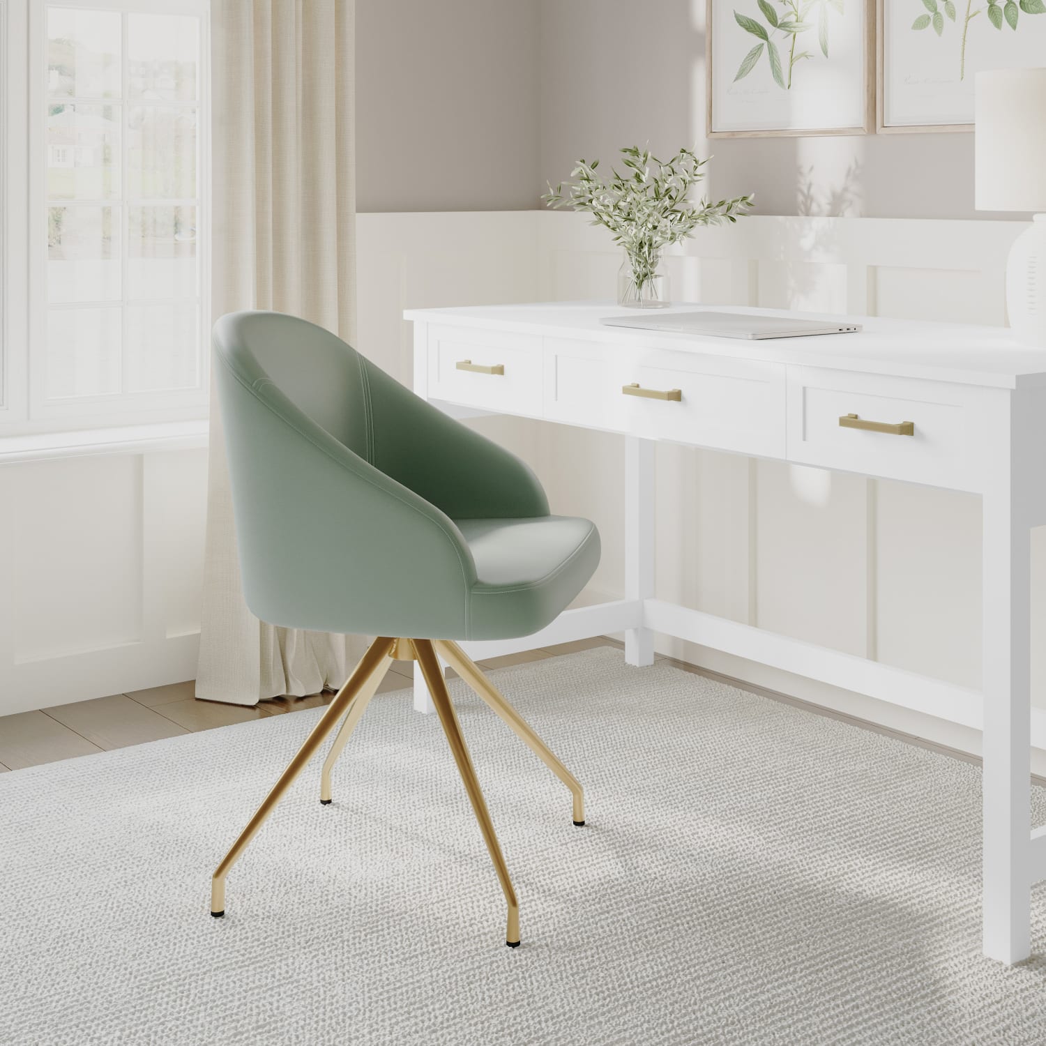 Martha Stewart Sora Faux Leather Stationary Office Chair Sage Faux LeatherPolished Brass Frame PopularChairscom Martha Stewart Sora Faux Leather Stationary Office Chair Sage Faux LeatherPolished Brass Frame PopularChairscom