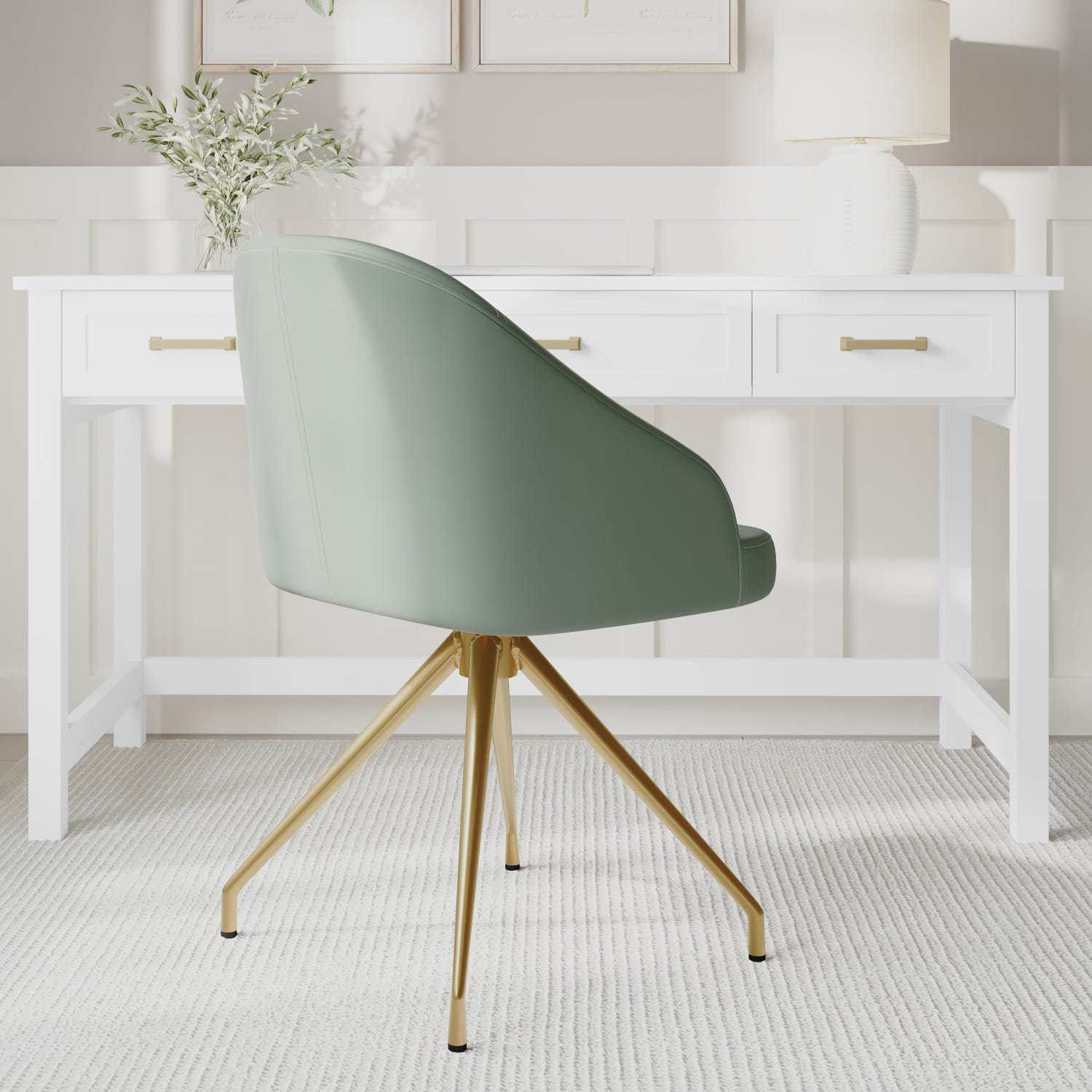 Martha Stewart Sora Faux Leather Stationary Office Chair Sage Faux LeatherPolished Brass Frame PopularChairscom Martha Stewart Sora Faux Leather Stationary Office Chair Sage Faux LeatherPolished Brass Frame PopularChairscom