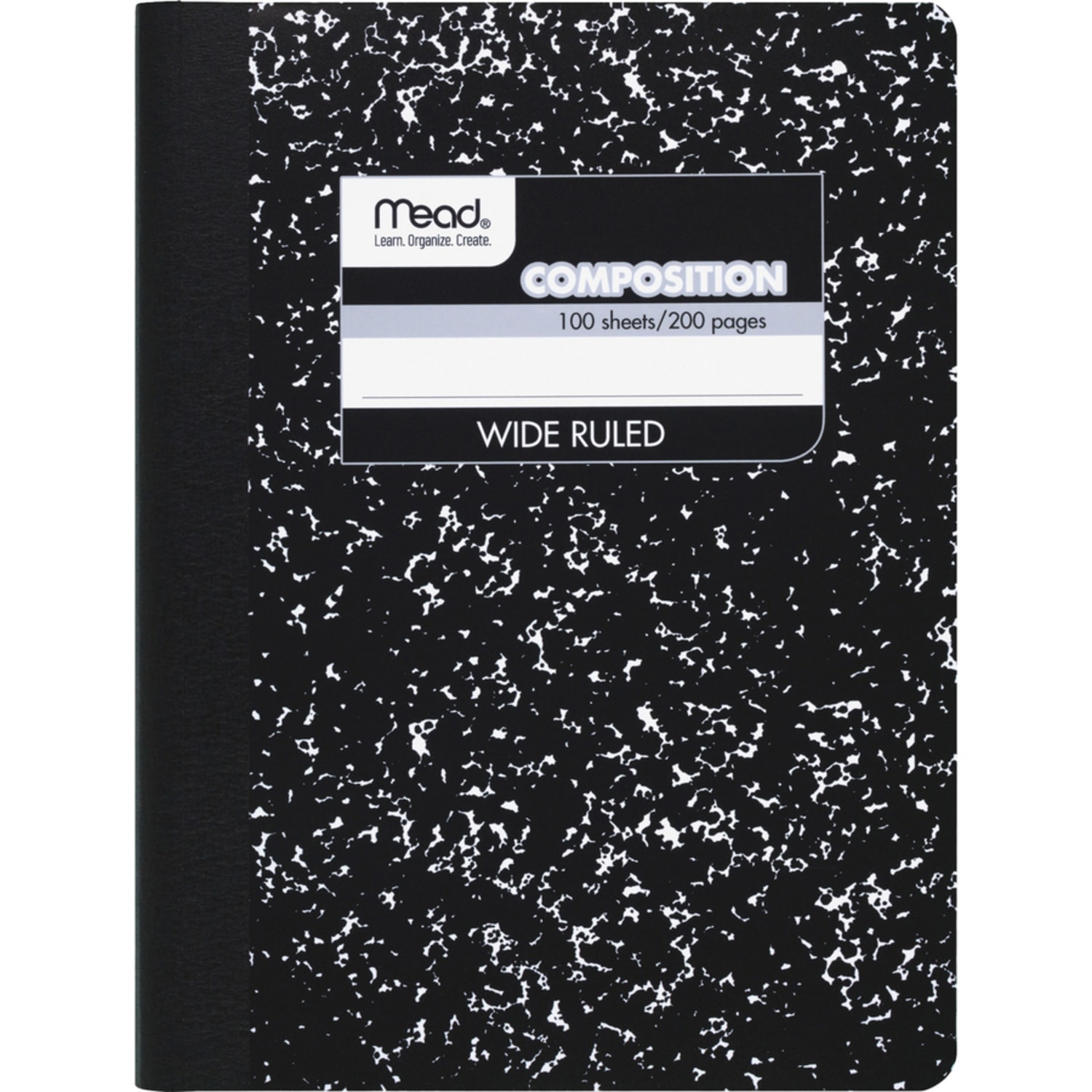 Mead Composition Books, 7.5in x 9.75in, Wide Ruled, 100 Sheets, Black Marble, Pack Of 12 - Image 3