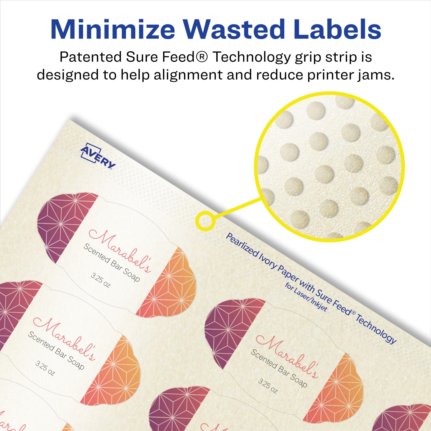 Avery Pearlized Permanent Labels With Sure Feed, 94061-PIP10, Oval Scalloped, 1-1/8in x 2-1/4in, Ivory, Pack Of 210 Labels - Image 5