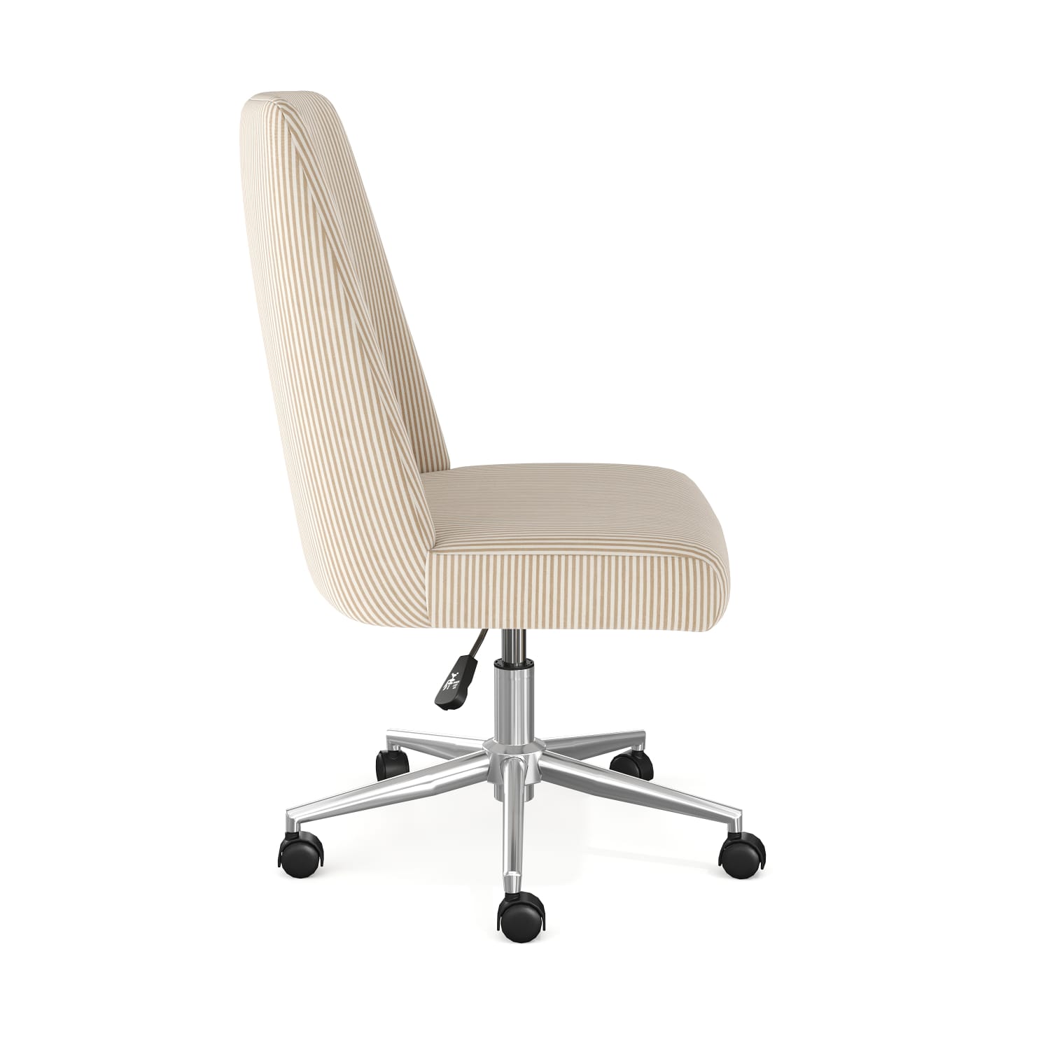 Martha Stewart Maeve Upholstered Office Chair, Beige Stripe Fabric/Polished Nickel Frame - Image 11