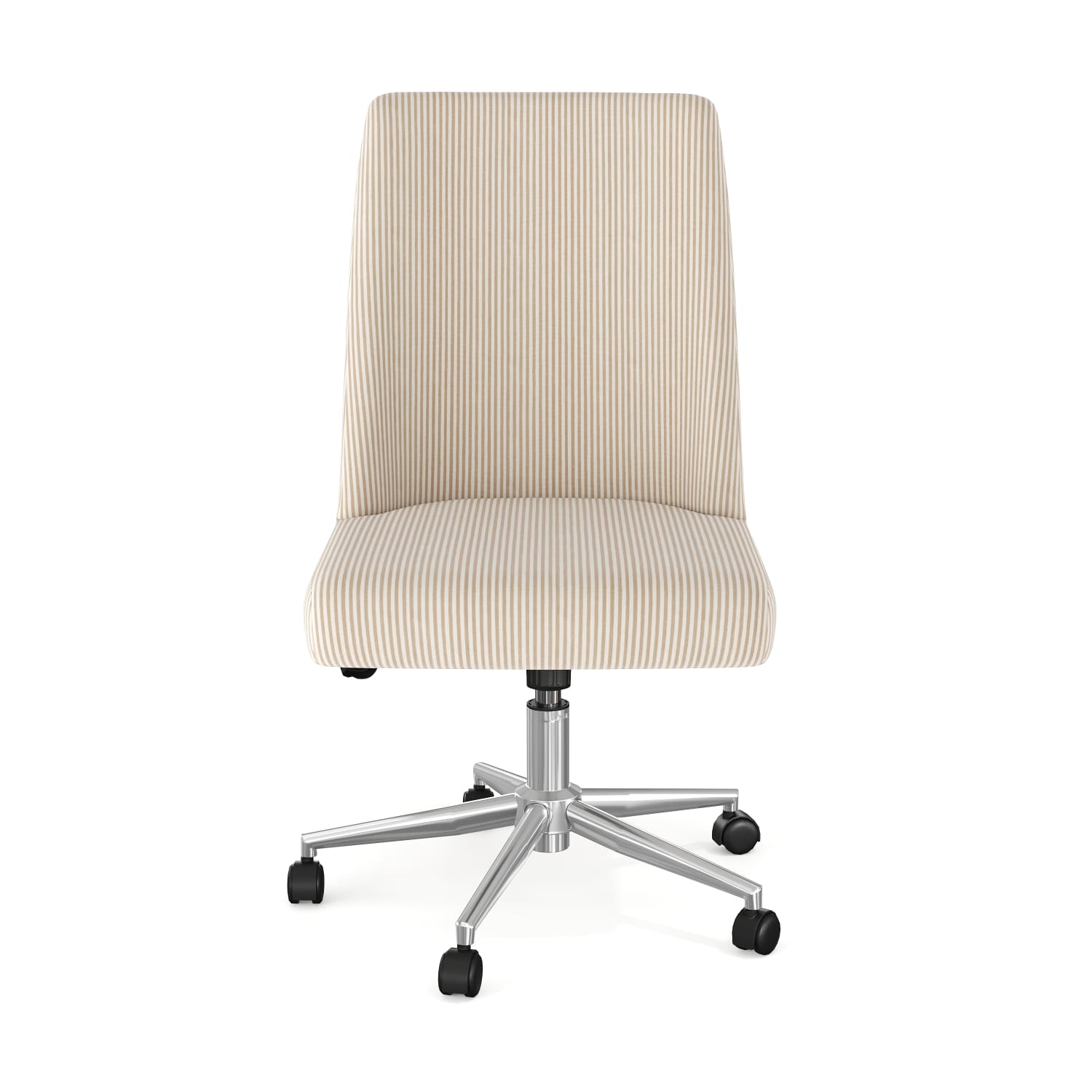 Martha Stewart Maeve Upholstered Office Chair, Beige Stripe Fabric/Polished Nickel Frame - Image 12