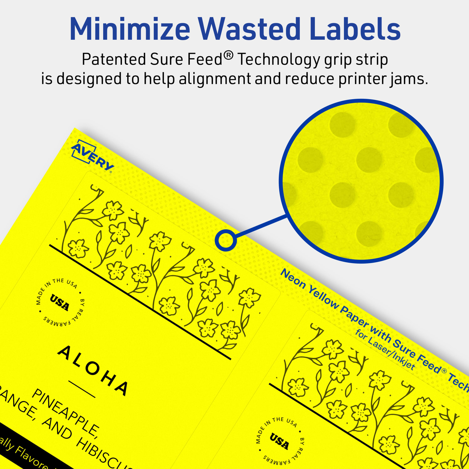 Avery Printable Labels With Sure Feed Technology, 94256-NYP80, Rectangle, 5in x 3-1/2in, Matte Neon Yellow, Pack of 320 - Image 5