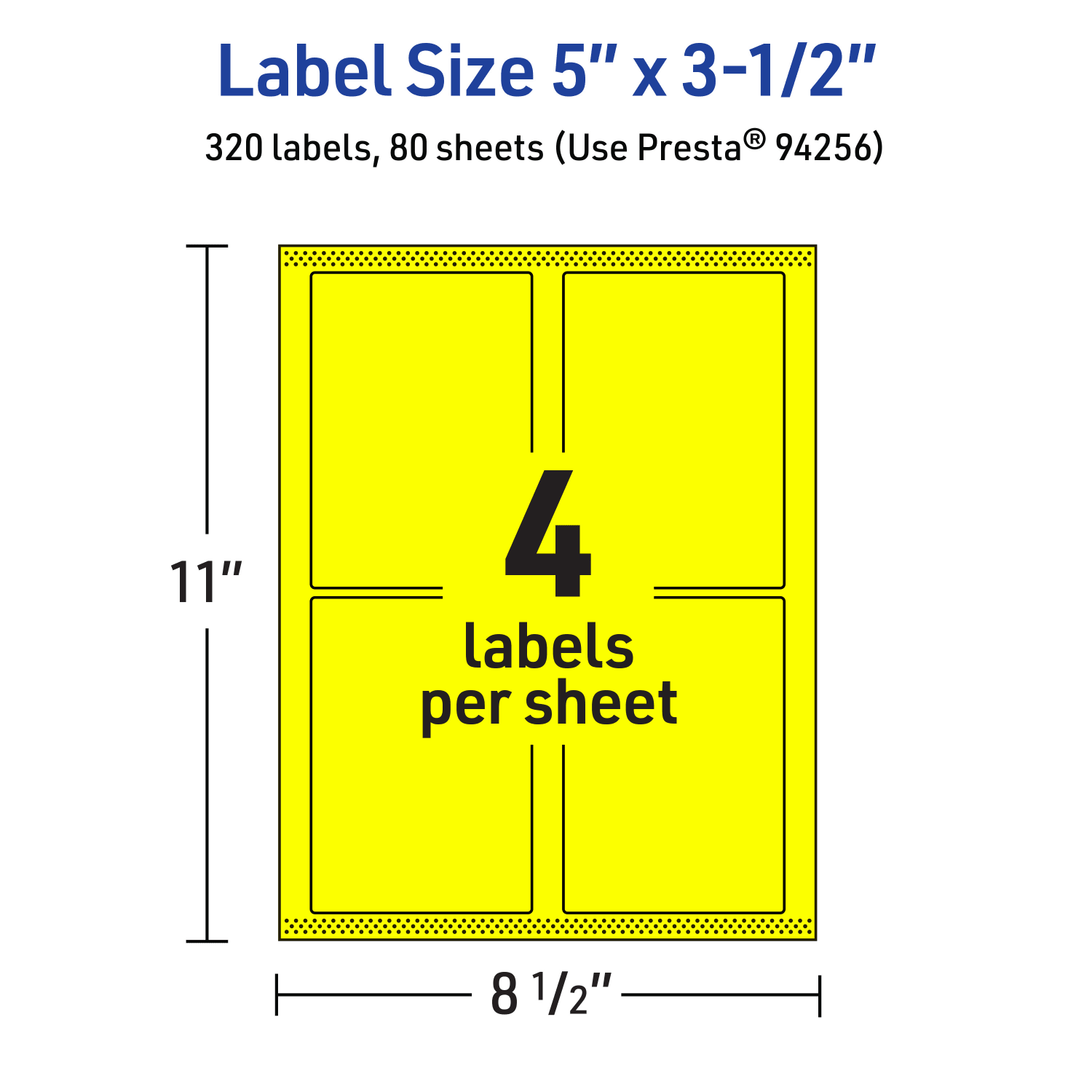 Avery Printable Labels With Sure Feed Technology, 94256-NYP80, Rectangle, 5in x 3-1/2in, Matte Neon Yellow, Pack of 320 - Image 6
