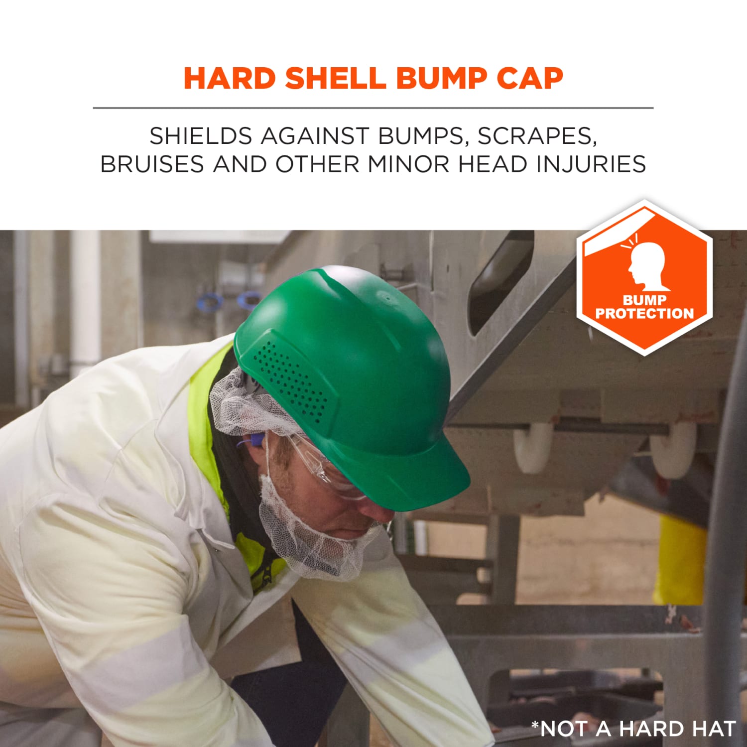 Ergodyne Skullerz 8951 Vented Hard Shell Bump Cap, Green - Image 3