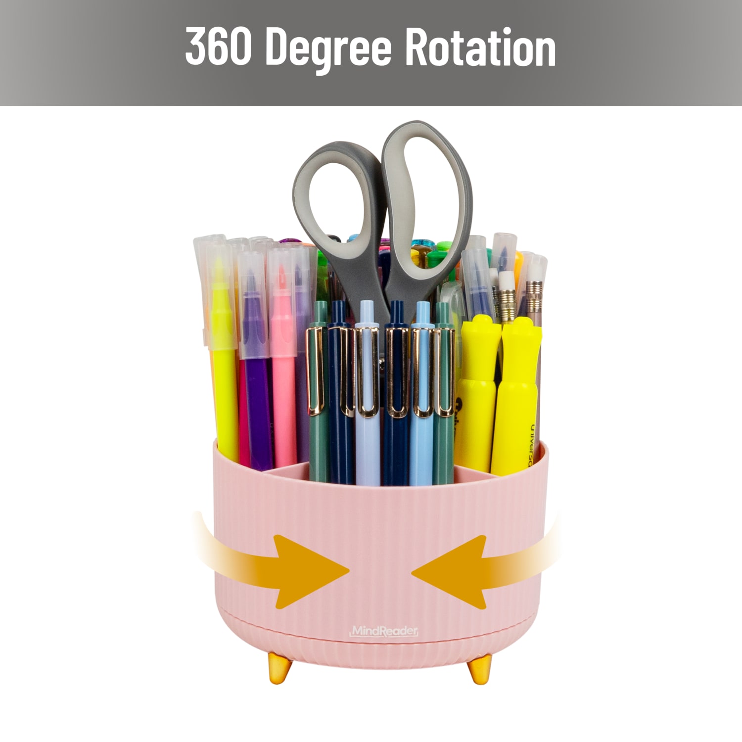 Mind Reader Rotating Pen Cup, 4-3/4inH x 5-3/4inW x 5-3/4inD, Pink - Image 5
