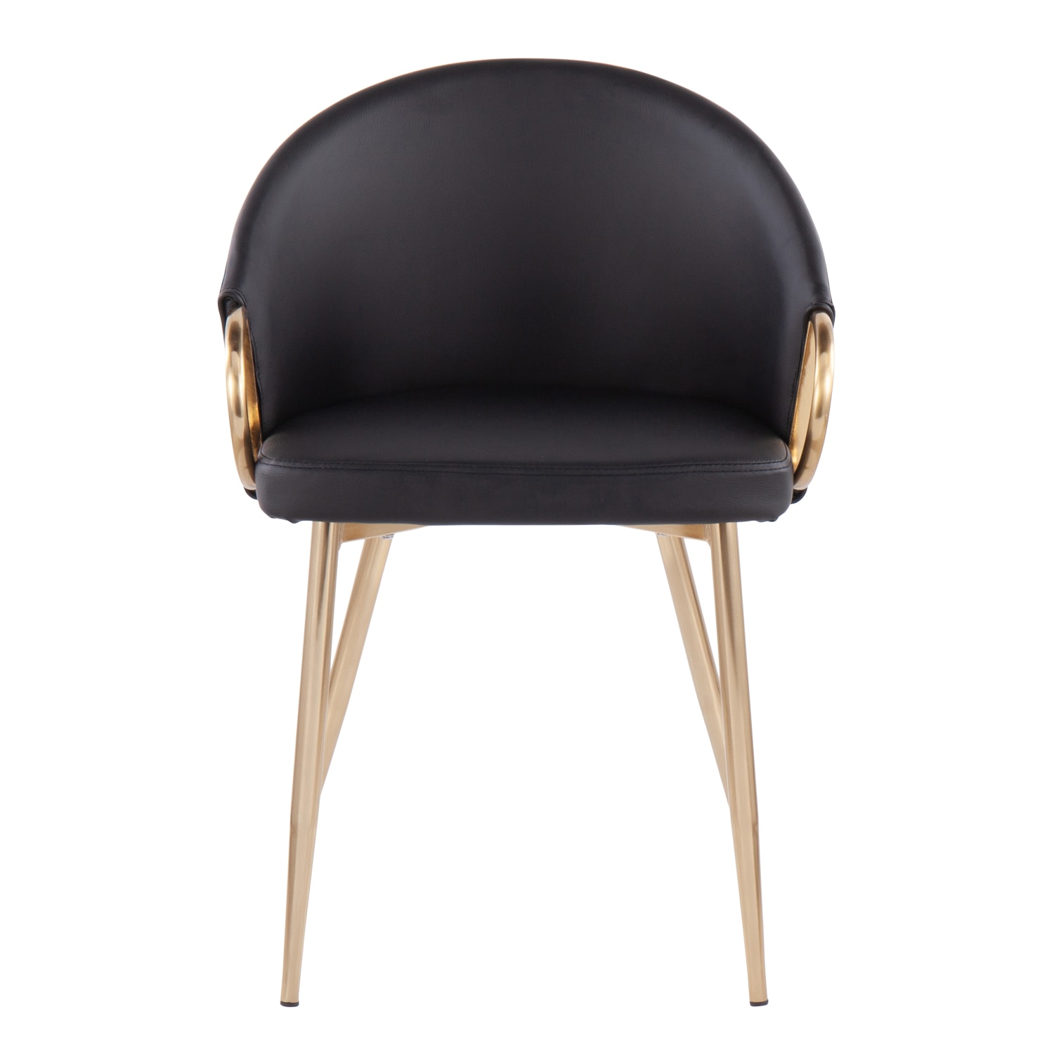 LumiSource Claire Chairs Faux Leather BlackGold Set Of 2 Chairs PopularChairscom