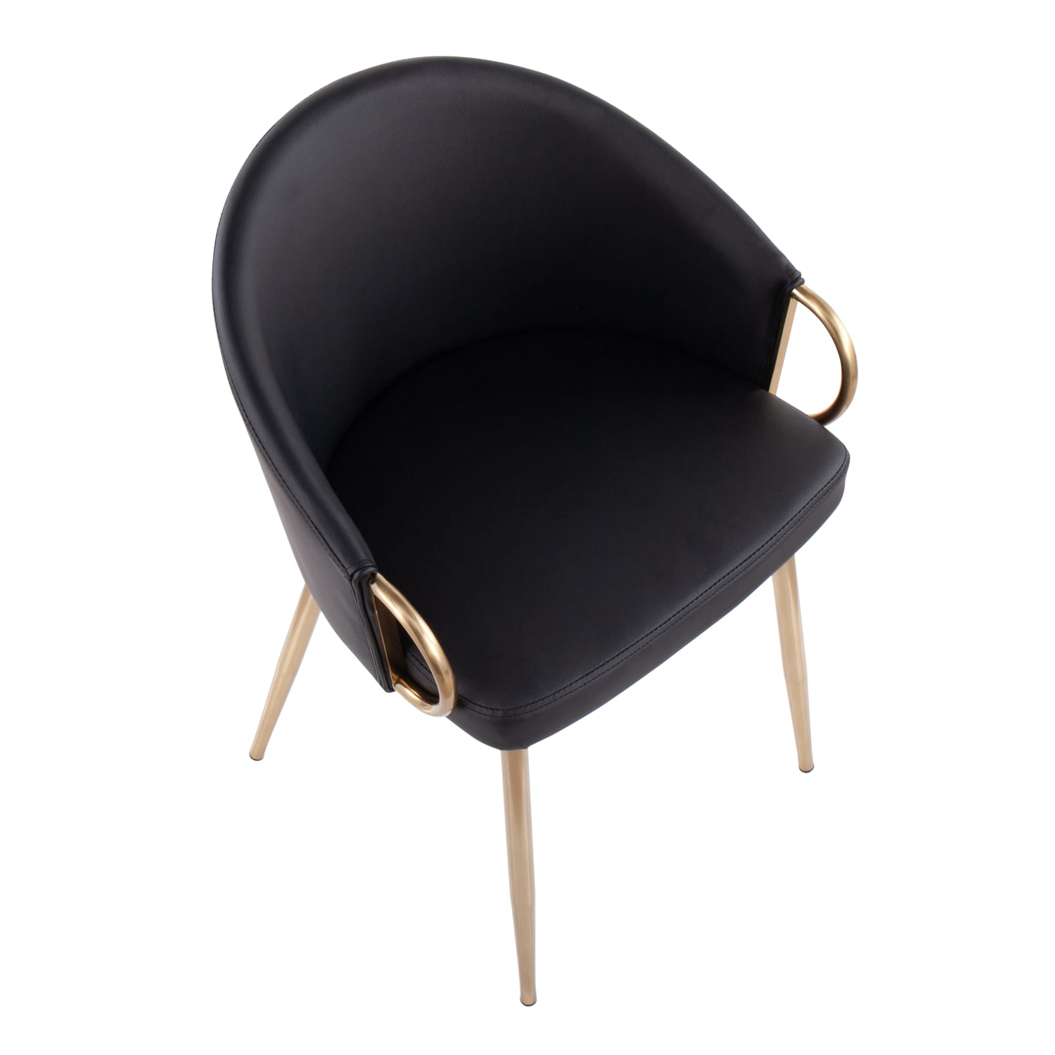 LumiSource Claire Chairs Faux Leather BlackGold Set Of 2 Chairs PopularChairscom