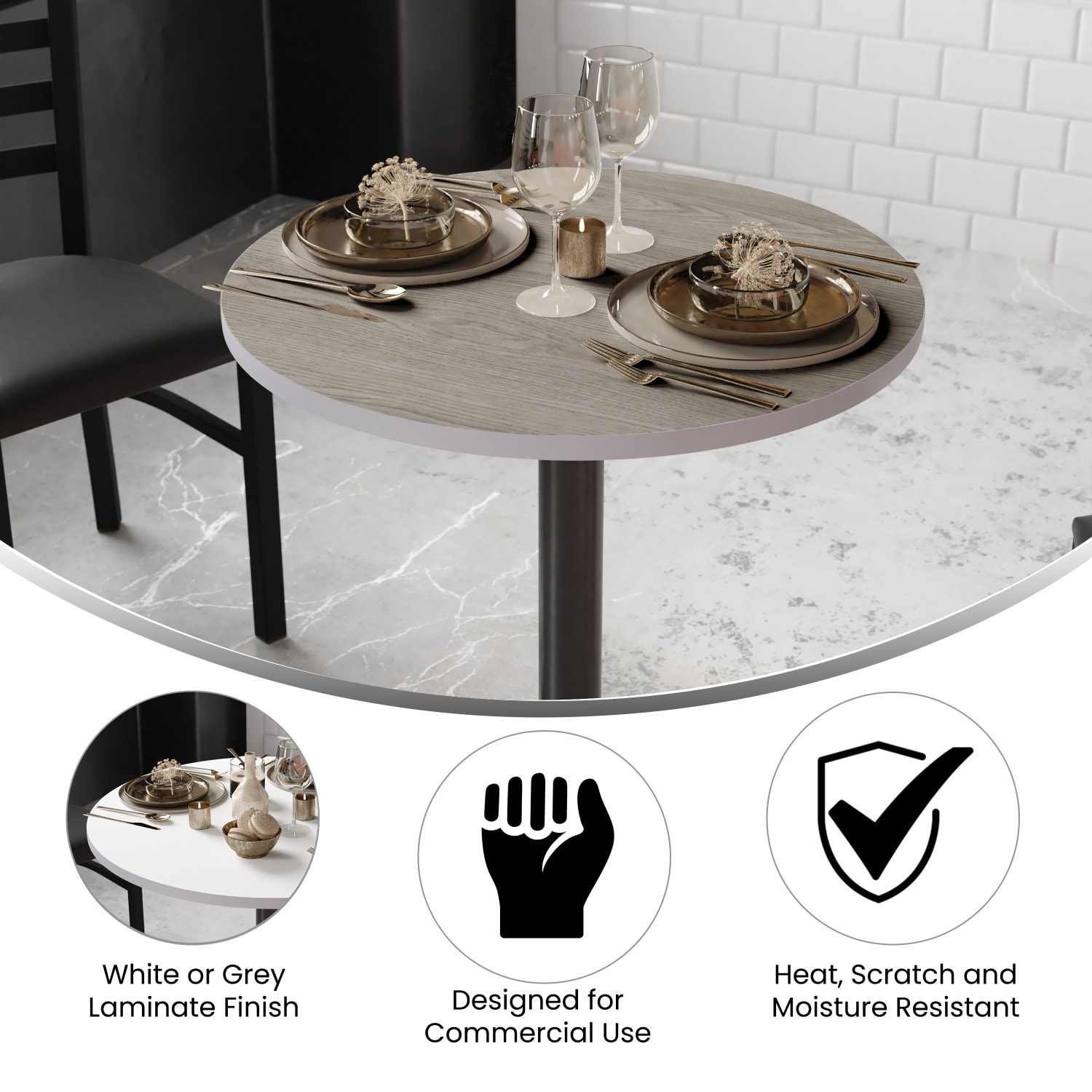 Flash Furniture Round Table Top With Reversible Laminate Top, 30in, White/Gray - Image 5