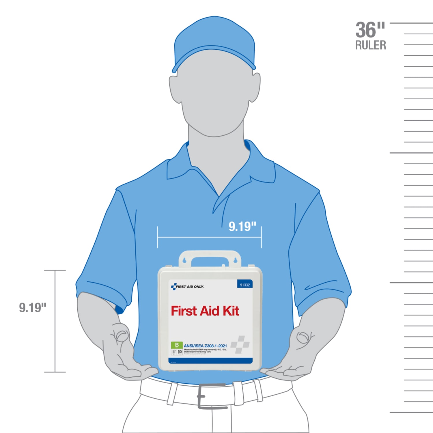 First Aid Only ANSI B Plastic 50-Person First Aid Kit, 6-1/2inH x 9-1/2inW x 3inD, White - Image 5