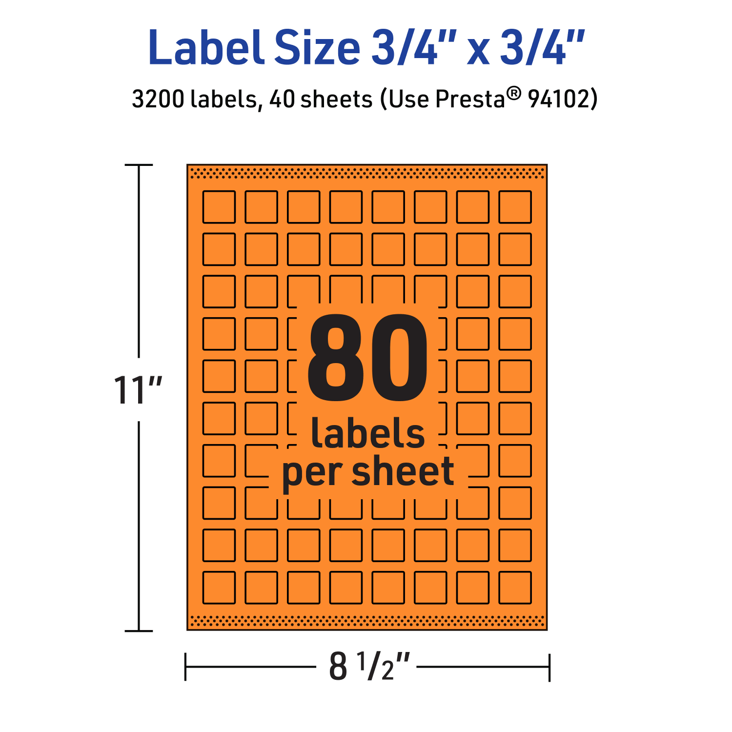 Avery Print-To-The-Edge Labels With Sure Feed Technology And Easy Peel, 94102-BOP40, Square, 3/4in x 3/4in, Matte Bright Orange, Pack of 3200 - Image 6