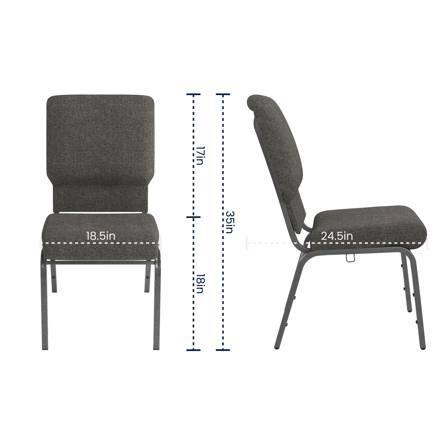 Flash Furniture Advantage Church Chair, Charcoal Gray/Silver Vein, PCHT185111 - Image 8