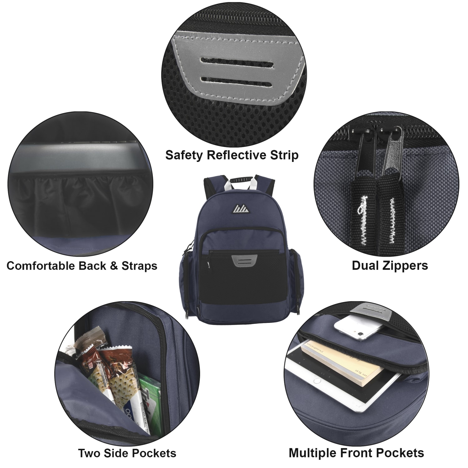 Summit Ridge Multi-Pocket Backpacks With 17in Laptop Pockets, Black/Navy, Total Qty 24 - Image 3