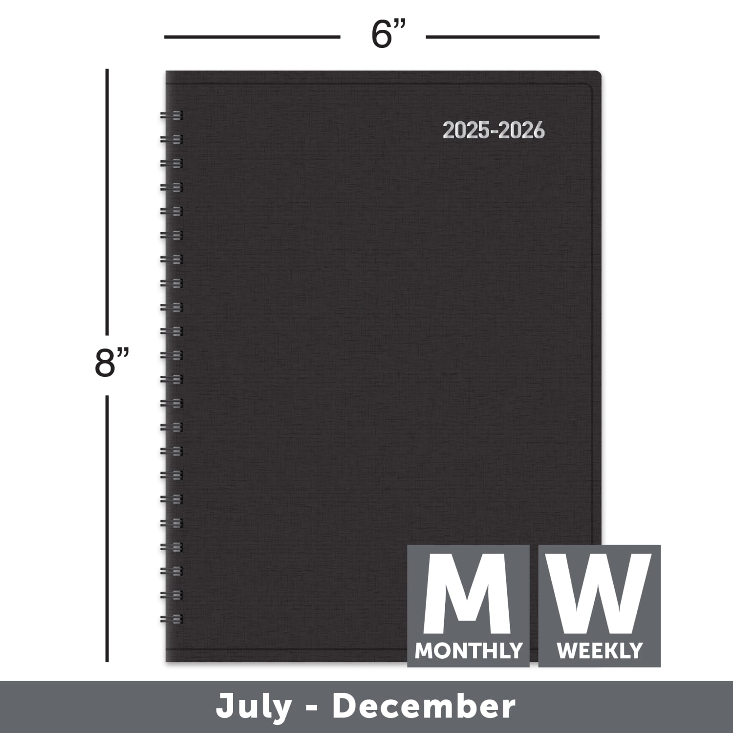 2025-2026 Office Depot Brand 18-Month Weekly/Monthly Academic Planner, 6in x 8in, 30% Recycled, Black, July 2025 To December 2026 - Image 5