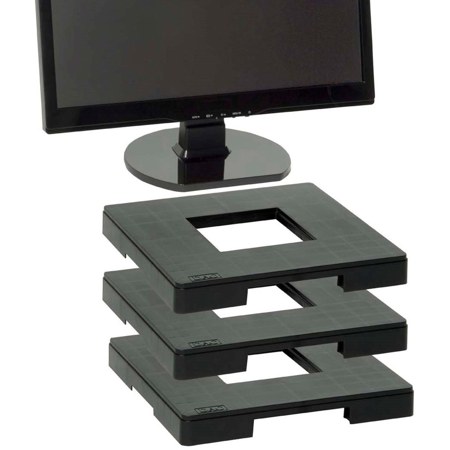 Data Accessories Company MP-106 Ergo Monitor Riser Block, 77 lb Load Capacity, 1.25inH x 12inW x 12inD, Black, TAA Compliant