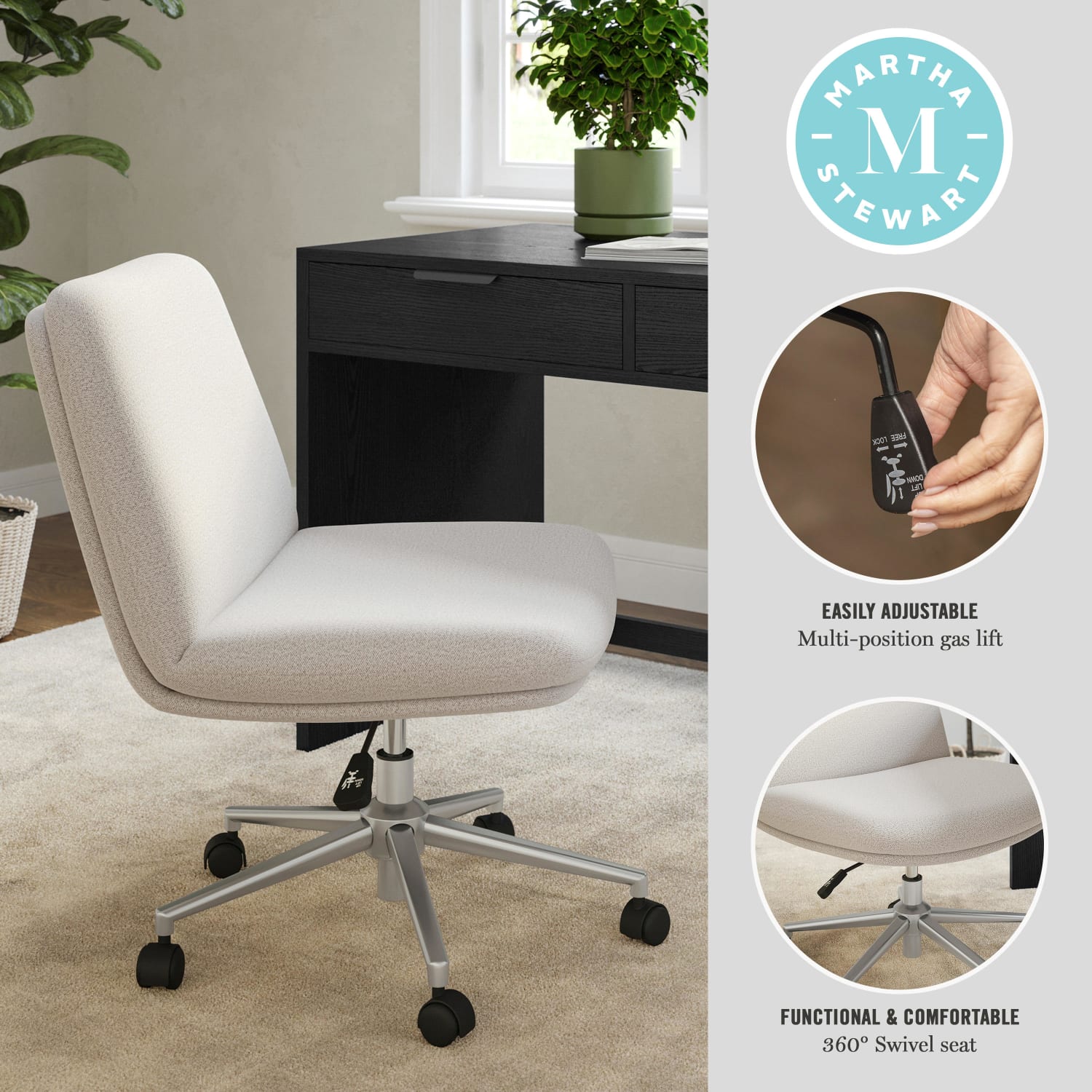 Martha Stewart Eloise Upholstered Office Chair Grey White FabricPolished Nickel Frame PopularChairscom Martha Stewart Eloise Upholstered Office Chair Grey White FabricPolished Nickel Frame PopularChairscom