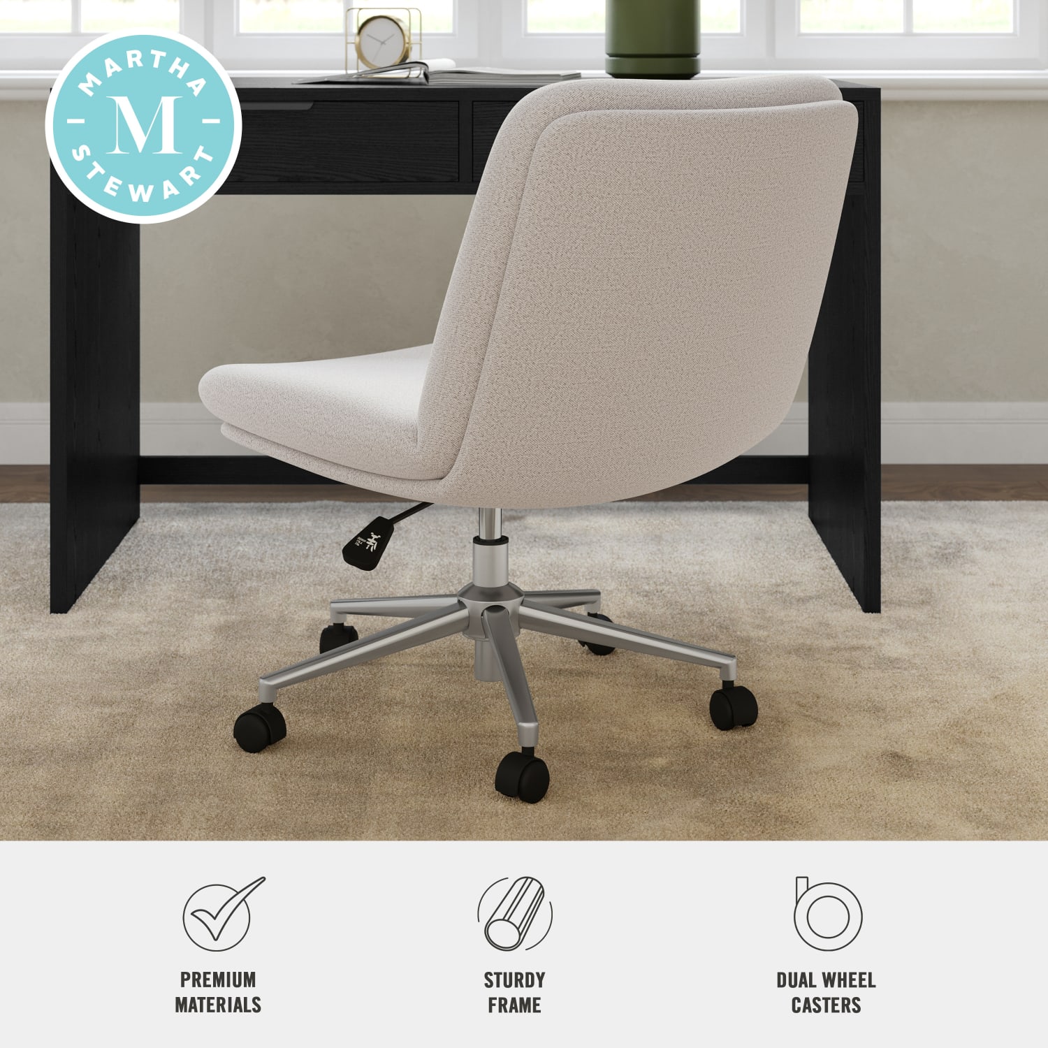 Martha Stewart Eloise Upholstered Office Chair Grey White FabricPolished Nickel Frame PopularChairscom Martha Stewart Eloise Upholstered Office Chair Grey White FabricPolished Nickel Frame PopularChairscom