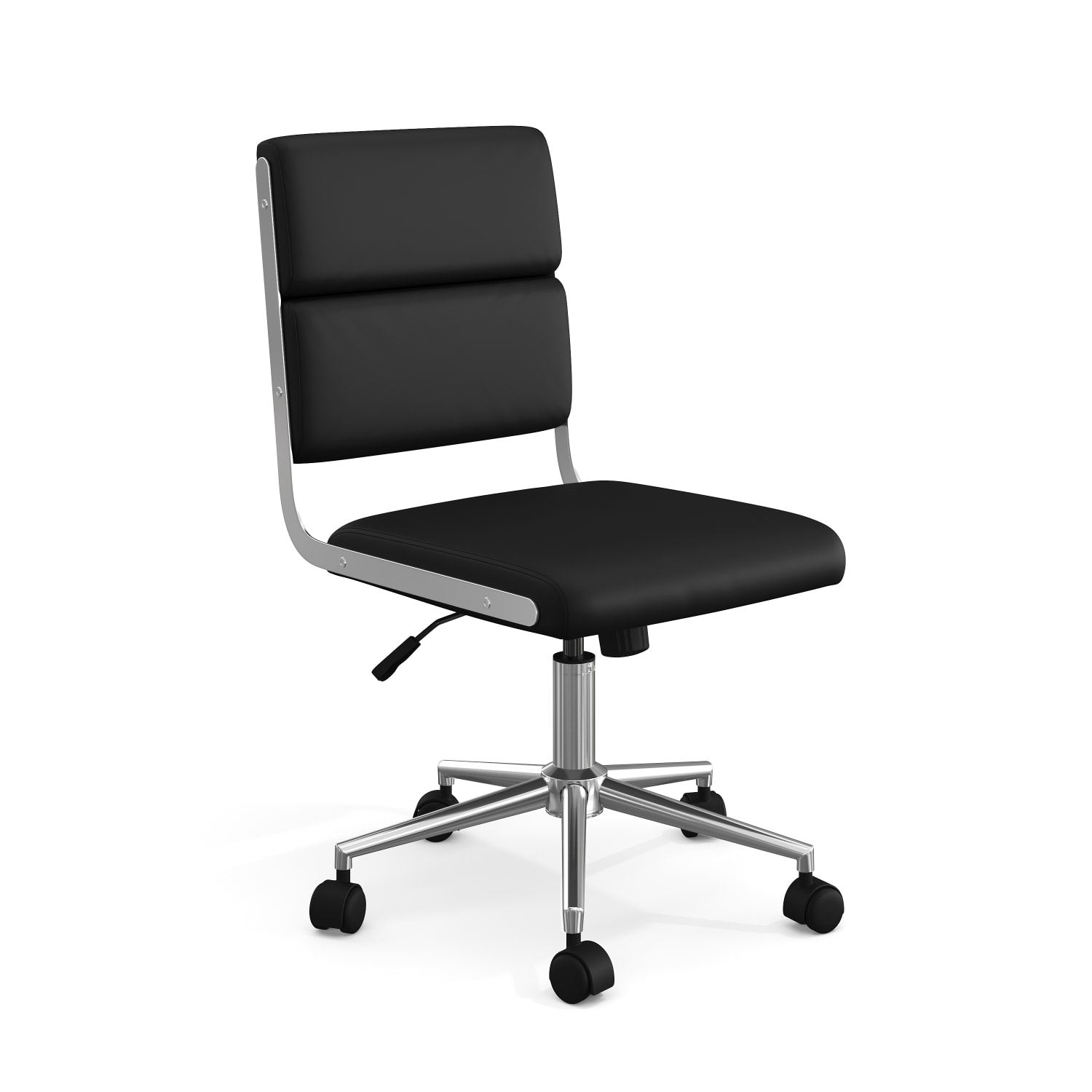 Martha Stewart Lulu Upholstered Office Chair Black Faux LeatherPolished Nickel Frame PopularChairscom