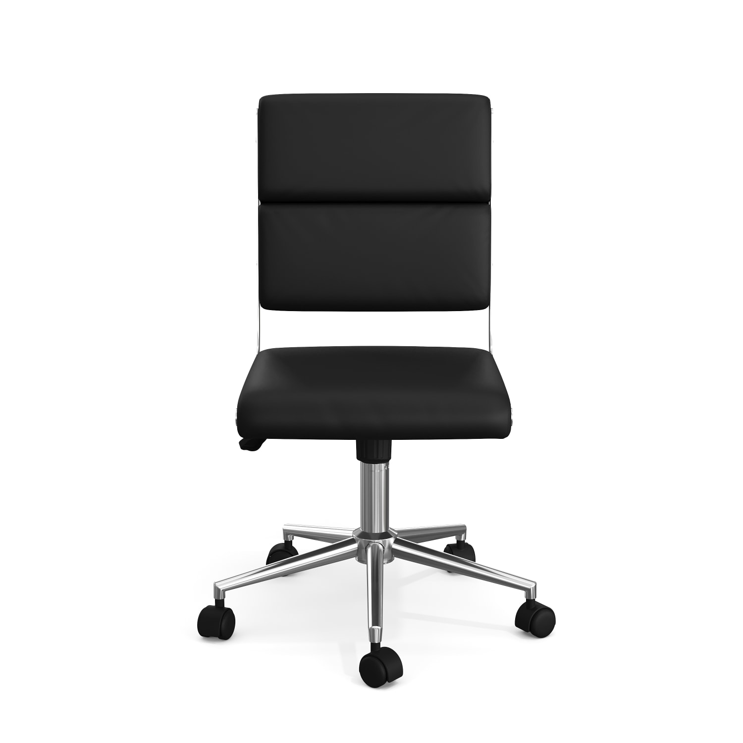 Martha Stewart Lulu Upholstered Office Chair Black Faux LeatherPolished Nickel Frame PopularChairscom