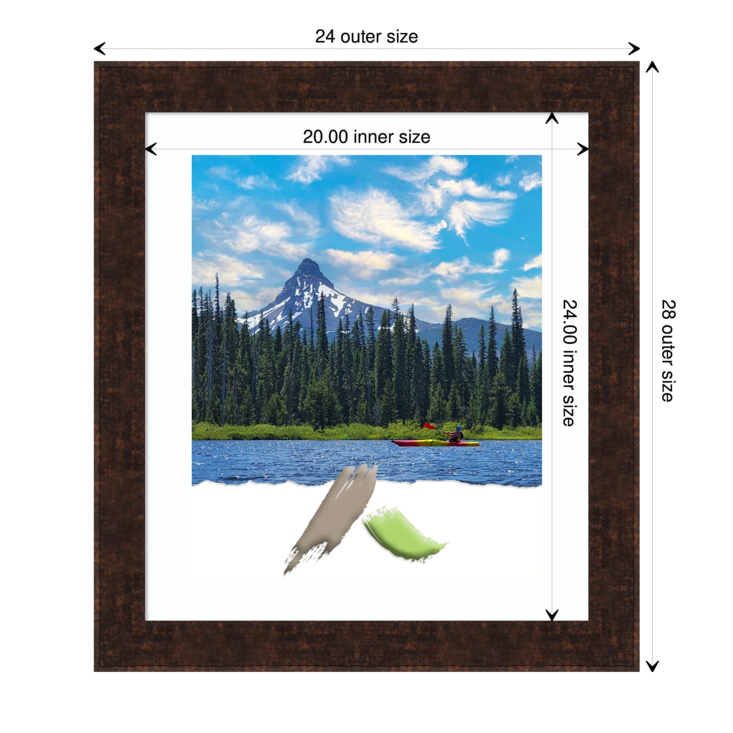 Amanti Art Rectangular Narrow Picture Frame, 24in x 28in With Mat, William Mottled Bronze - Image 5