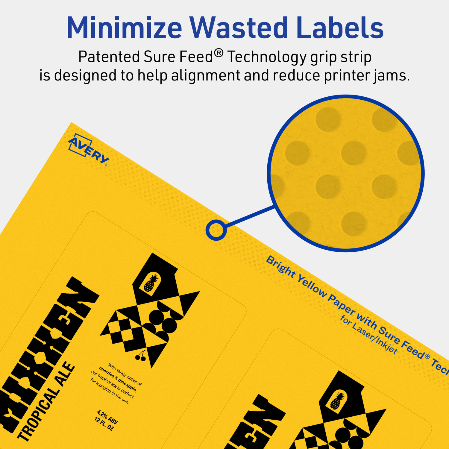 Avery Print-To-The-Edge Labels With Sure Feed Technology, 94252-BYP80, Rectangle, 4in x 3in, Matte Bright Yellow, Pack of 320 - Image 5