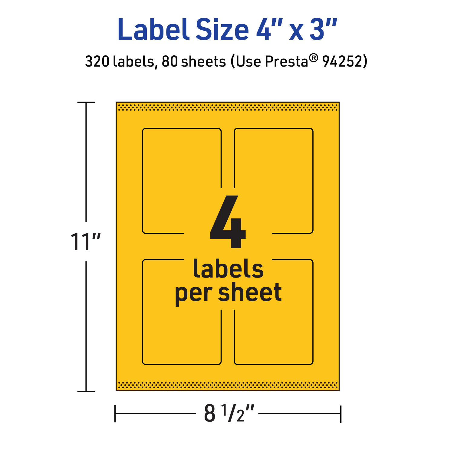 Avery Print-To-The-Edge Labels With Sure Feed Technology, 94252-BYP80, Rectangle, 4in x 3in, Matte Bright Yellow, Pack of 320 - Image 6